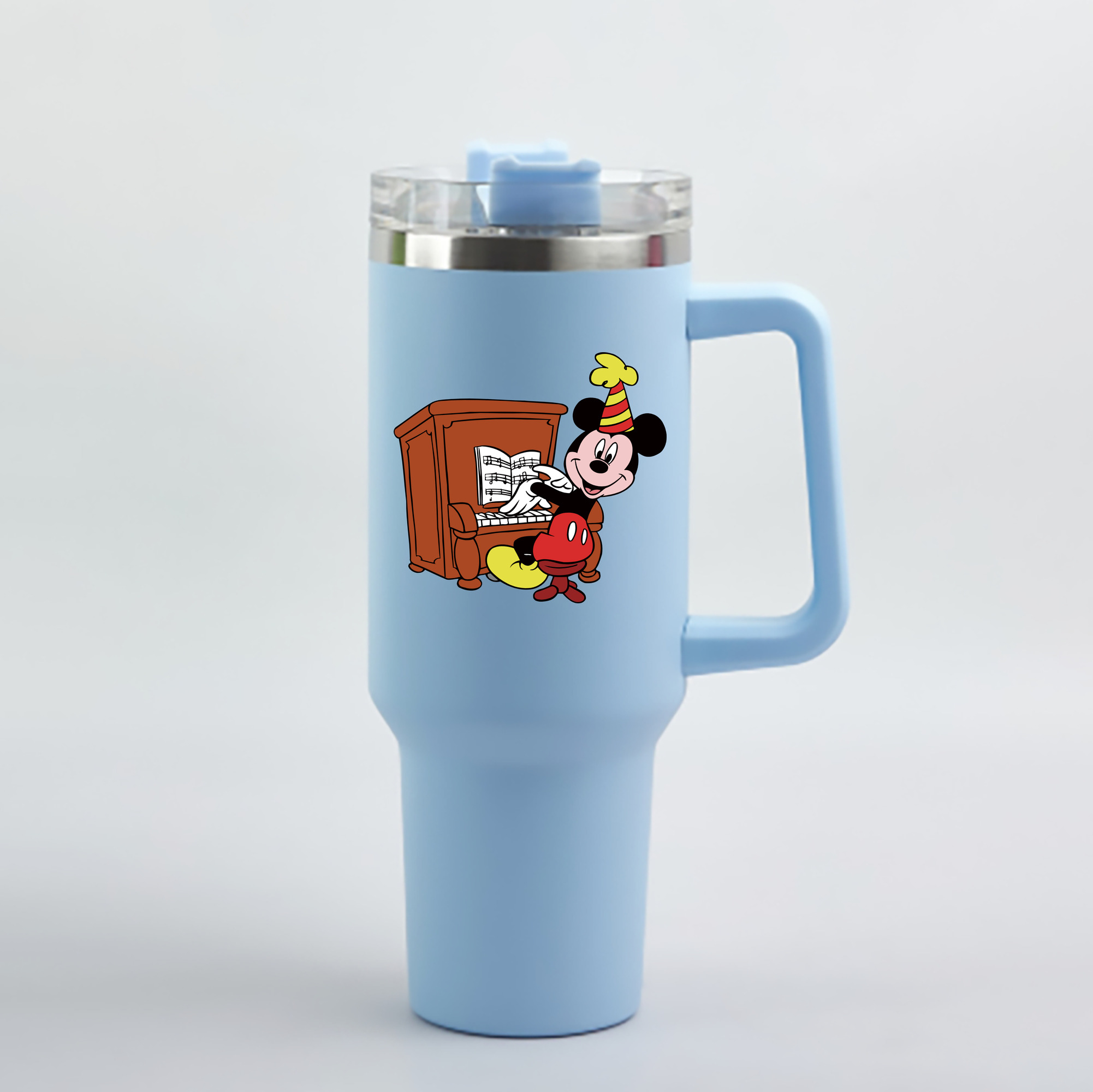 （画像用） ミッキーマウス Mickey Mouse 1200mL車用タンブラー - クリスタルステッカー（プラスチックストロー付き）