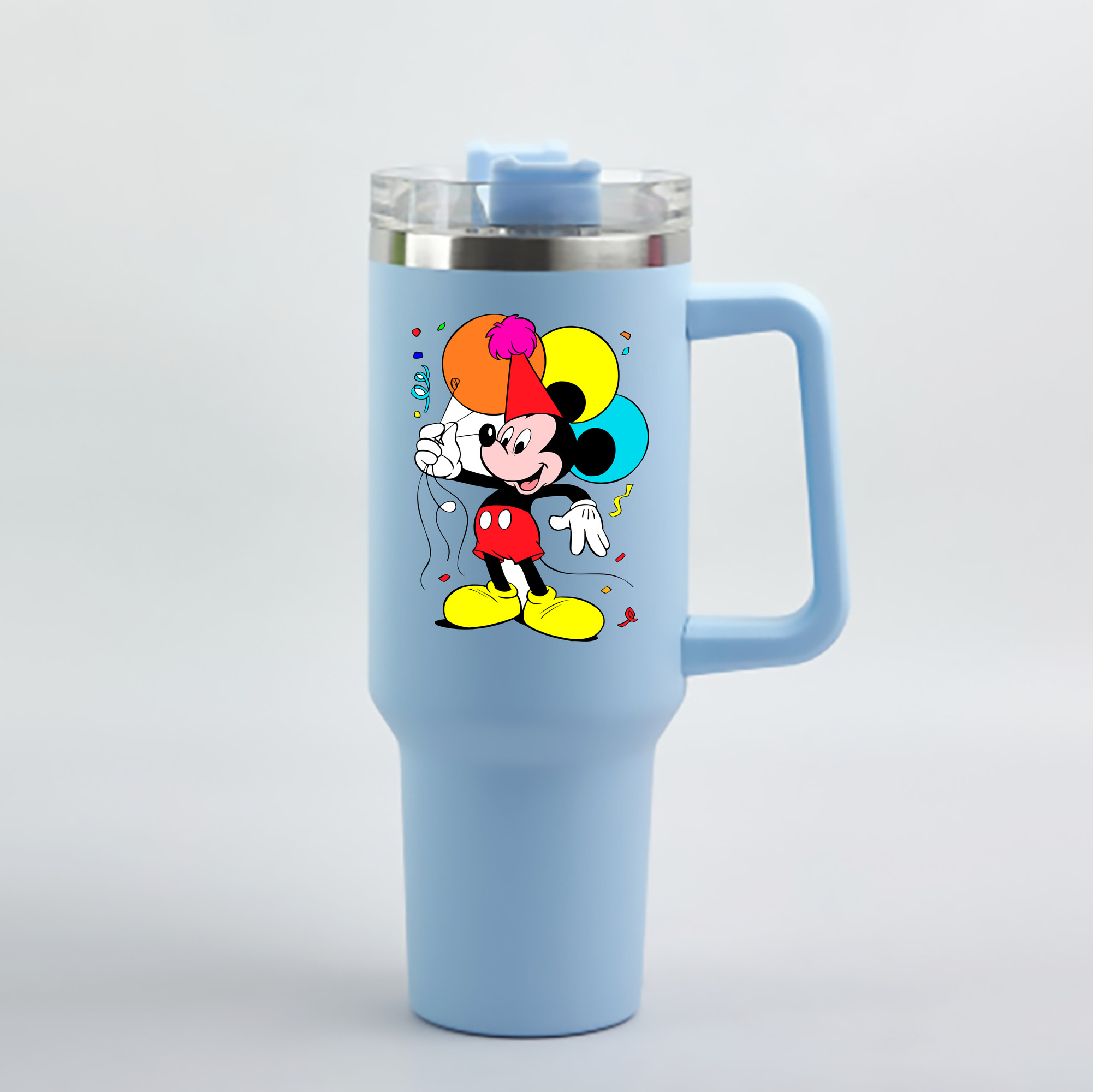 （画像用） ミッキーマウス Mickey Mouse 1200mL車用タンブラー - クリスタルステッカー（プラスチックストロー付き）