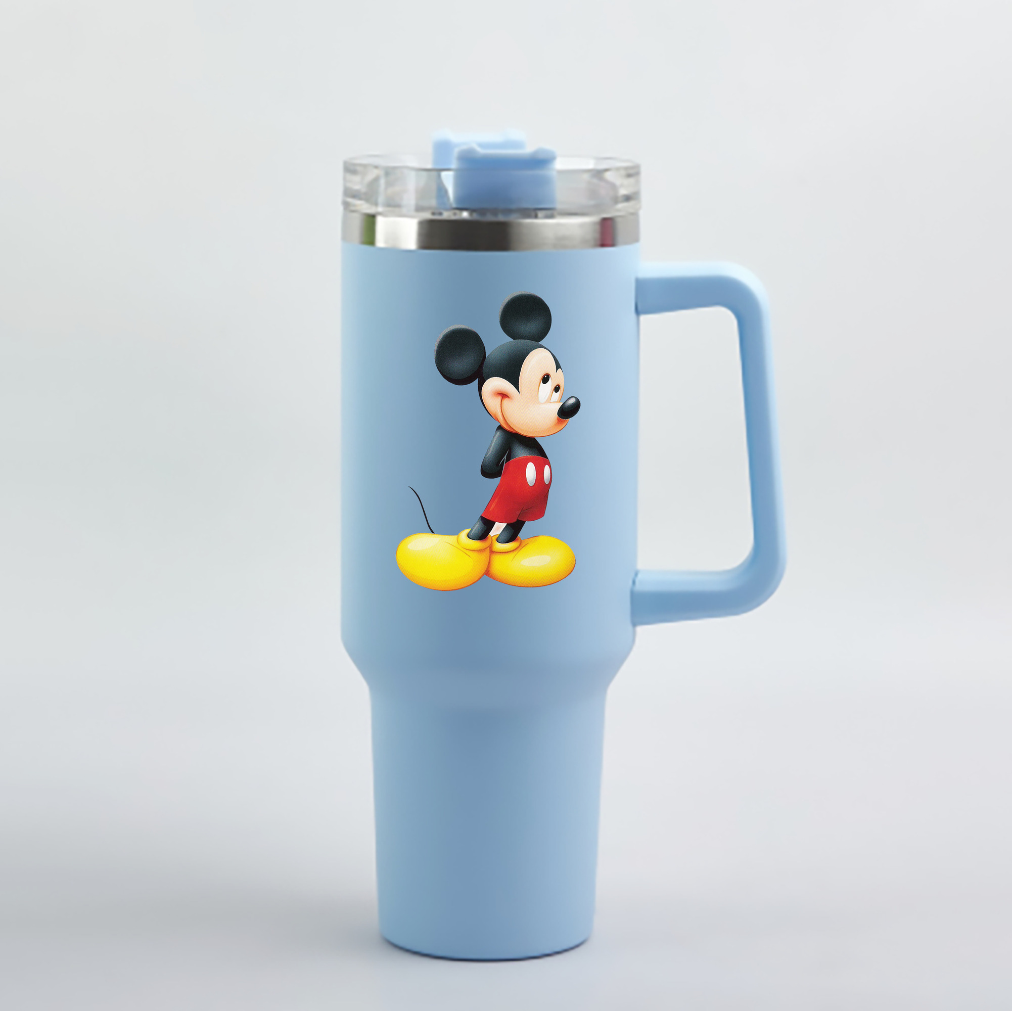 （画像用） ミッキーマウス Mickey Mouse 1200mL車用タンブラー - クリスタルステッカー（プラスチックストロー付き）