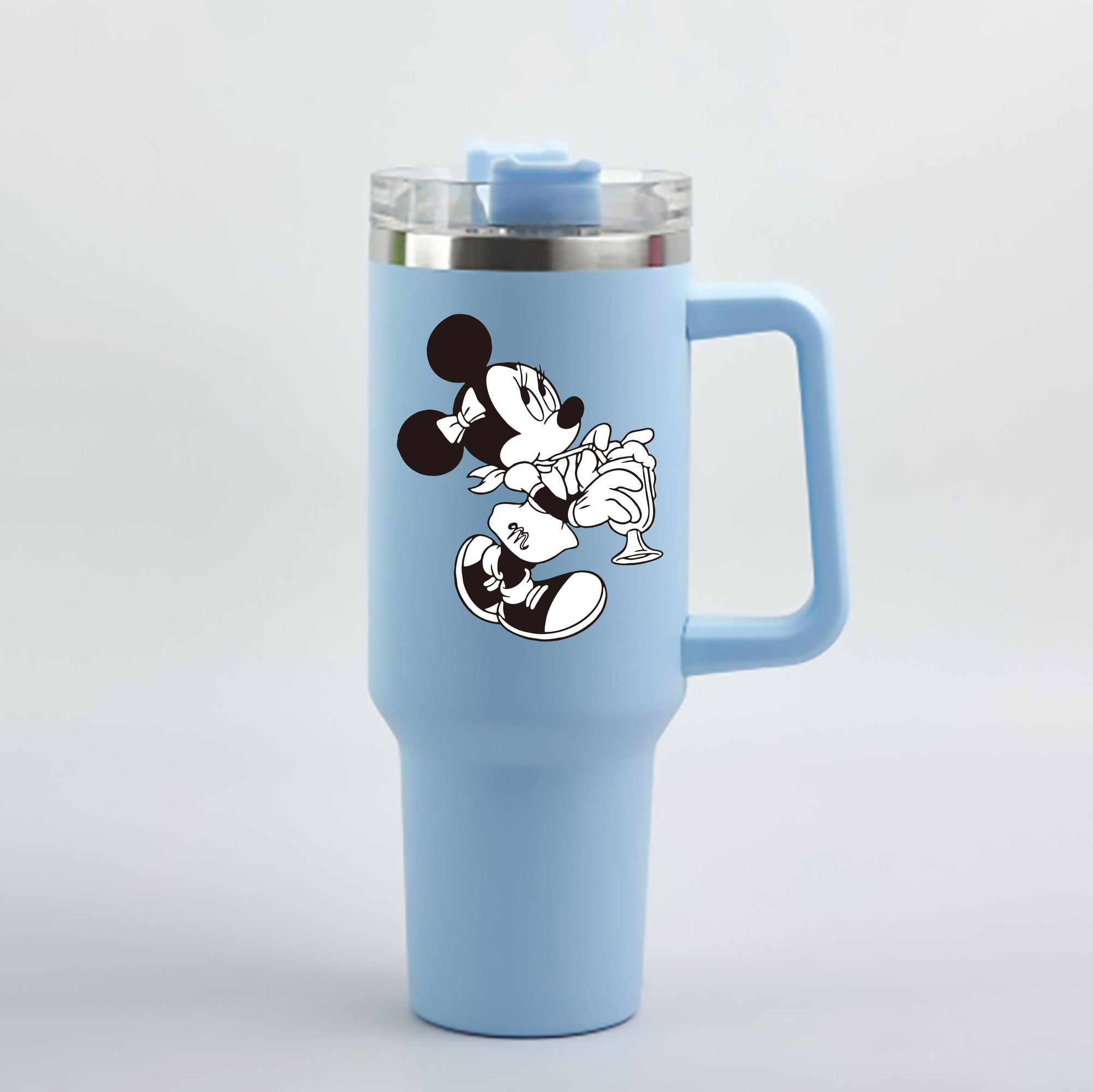 （画像用） ミッキーマウス Mickey Mouse 1200mL車用タンブラー - クリスタルステッカー（プラスチックストロー付き）