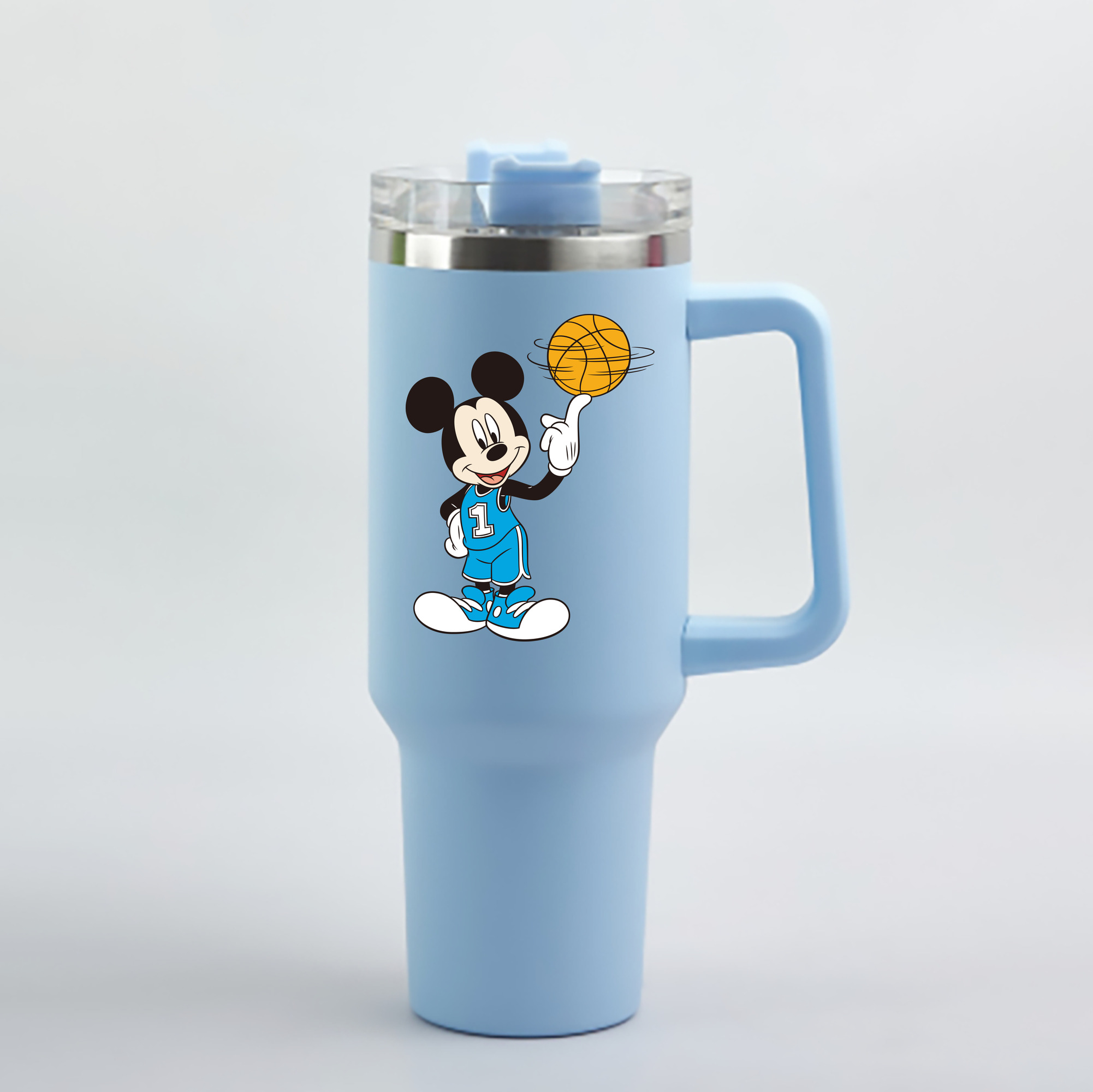 （画像用） ミッキーマウス Mickey Mouse 1200mL車用タンブラー - クリスタルステッカー（プラスチックストロー付き）