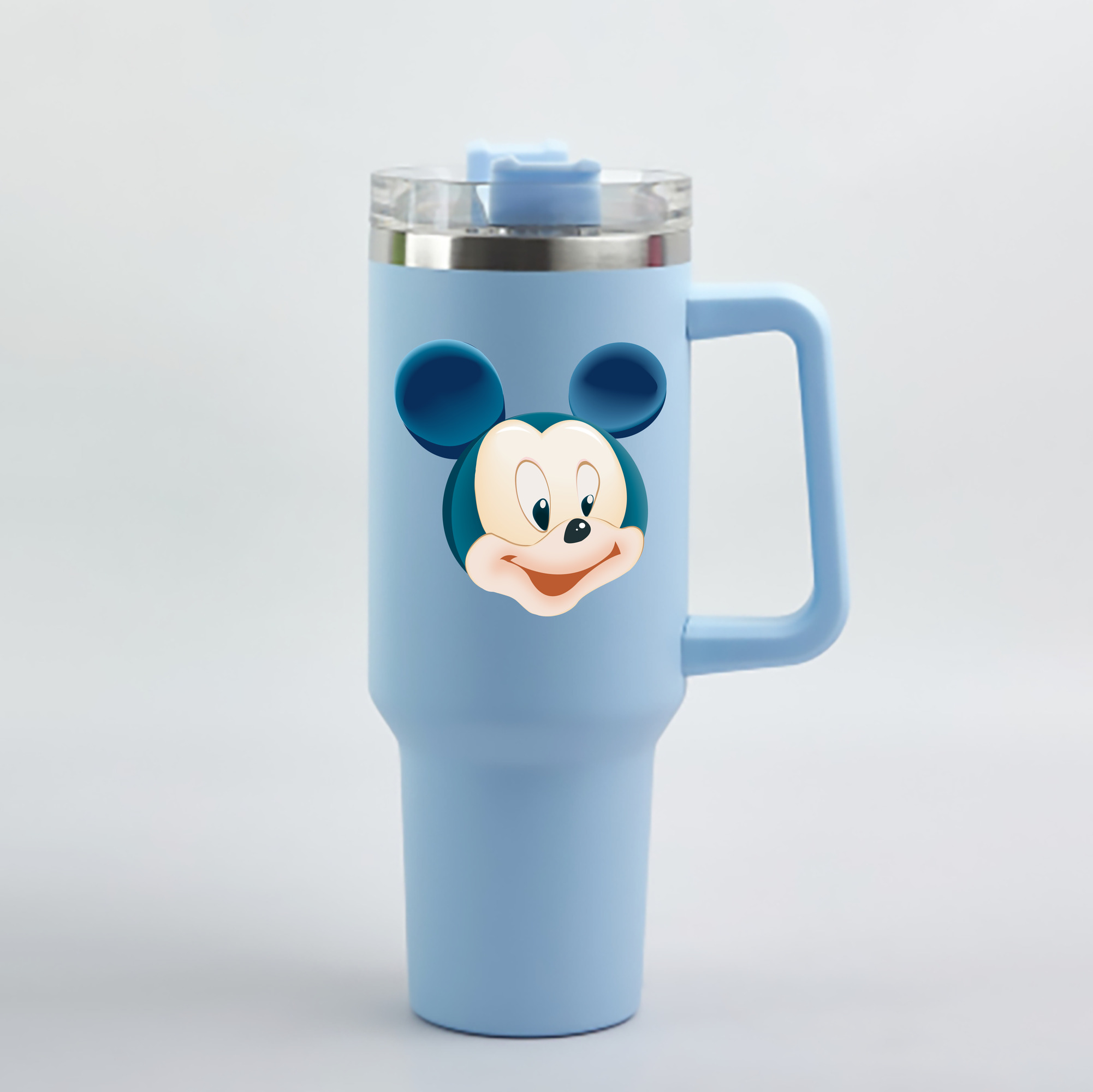 （画像用） ミッキーマウス Mickey Mouse 1200mL車用タンブラー - クリスタルステッカー（プラスチックストロー付き）