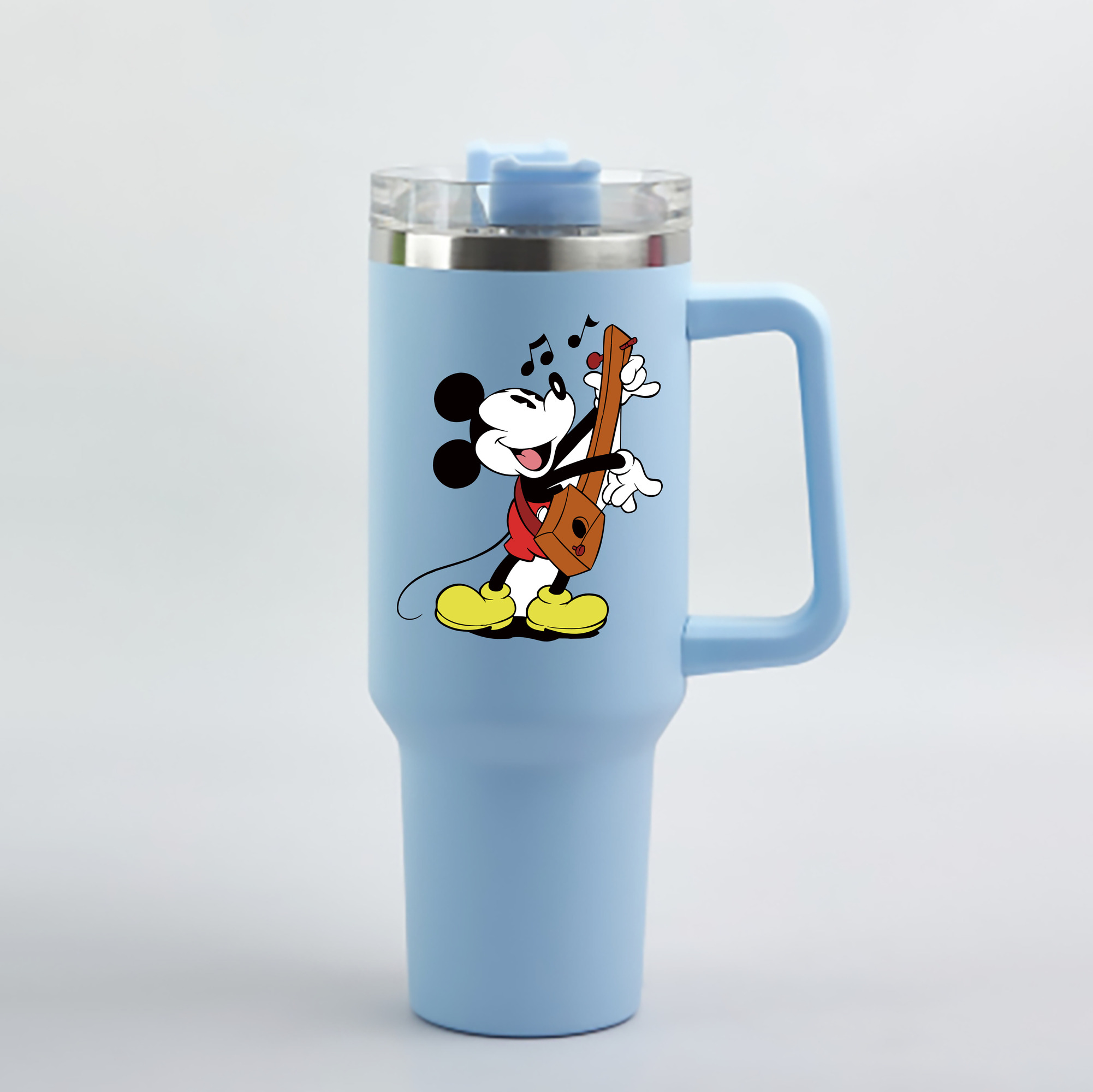 （画像用） ミッキーマウス Mickey Mouse 1200mL車用タンブラー - クリスタルステッカー（プラスチックストロー付き）