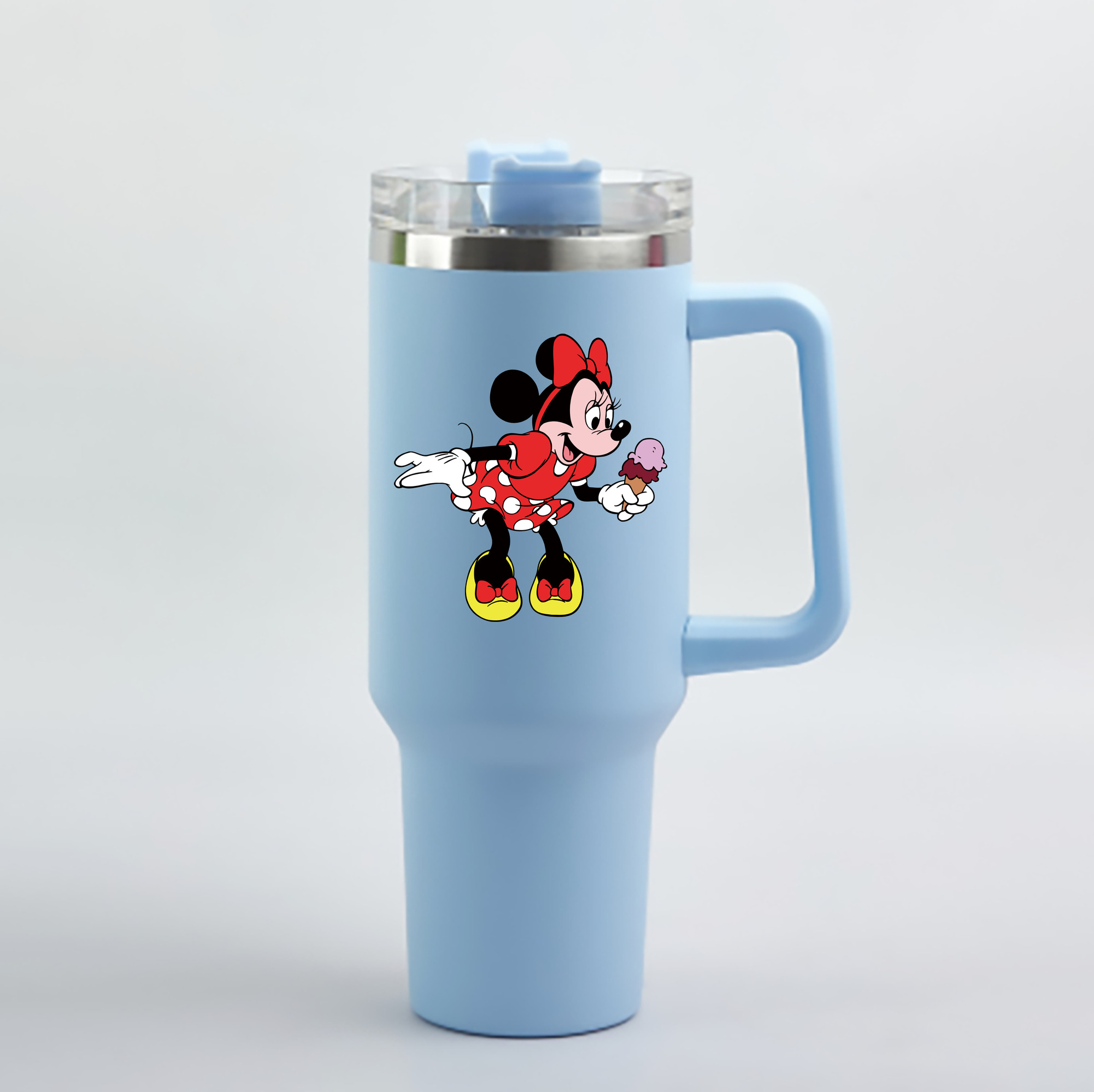 （画像用） ミッキーマウス Mickey Mouse 1200mL車用タンブラー - クリスタルステッカー（プラスチックストロー付き）