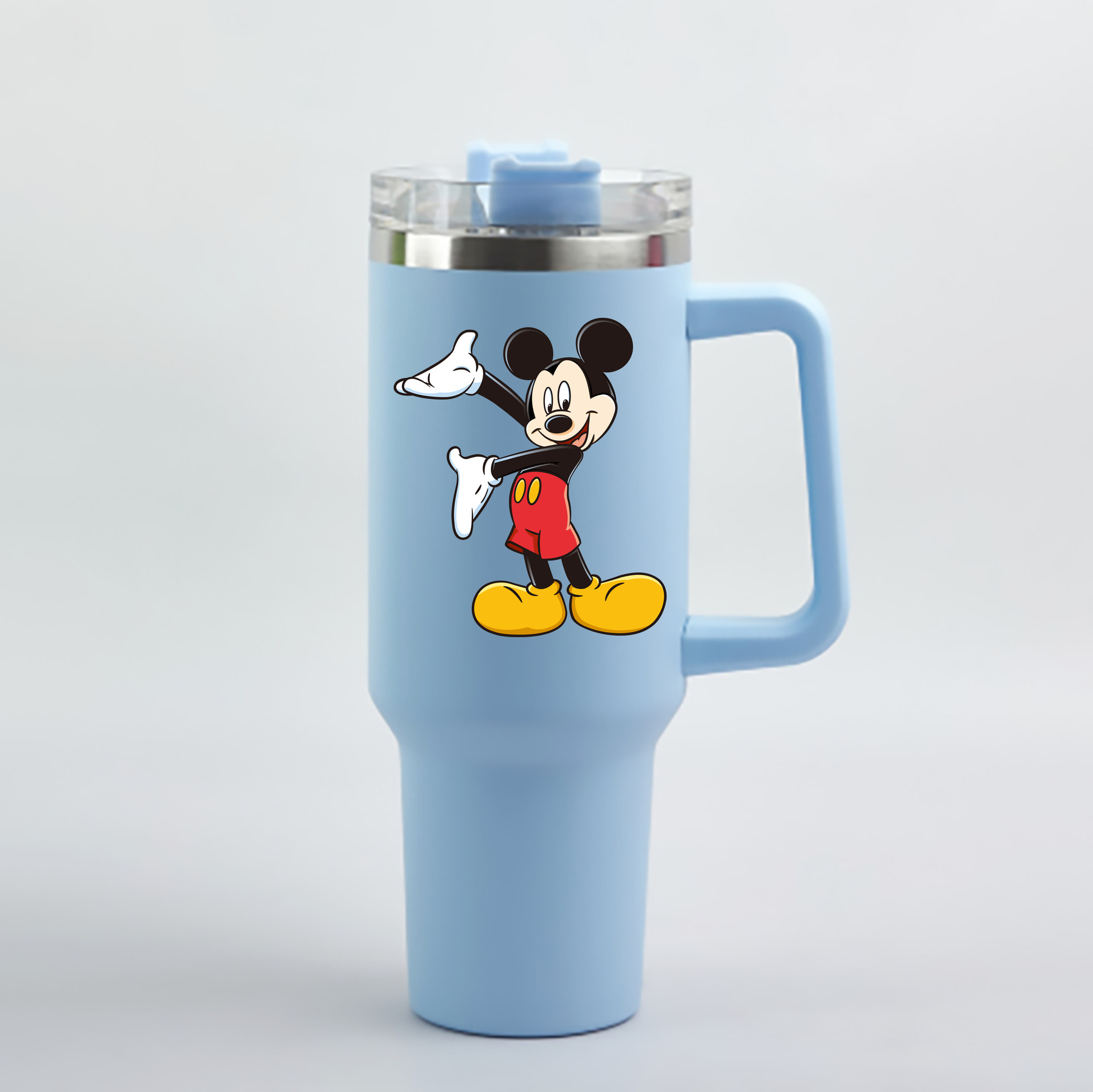 （画像用） ミッキーマウス Mickey Mouse 1200mL車用タンブラー - クリスタルステッカー（プラスチックストロー付き）
