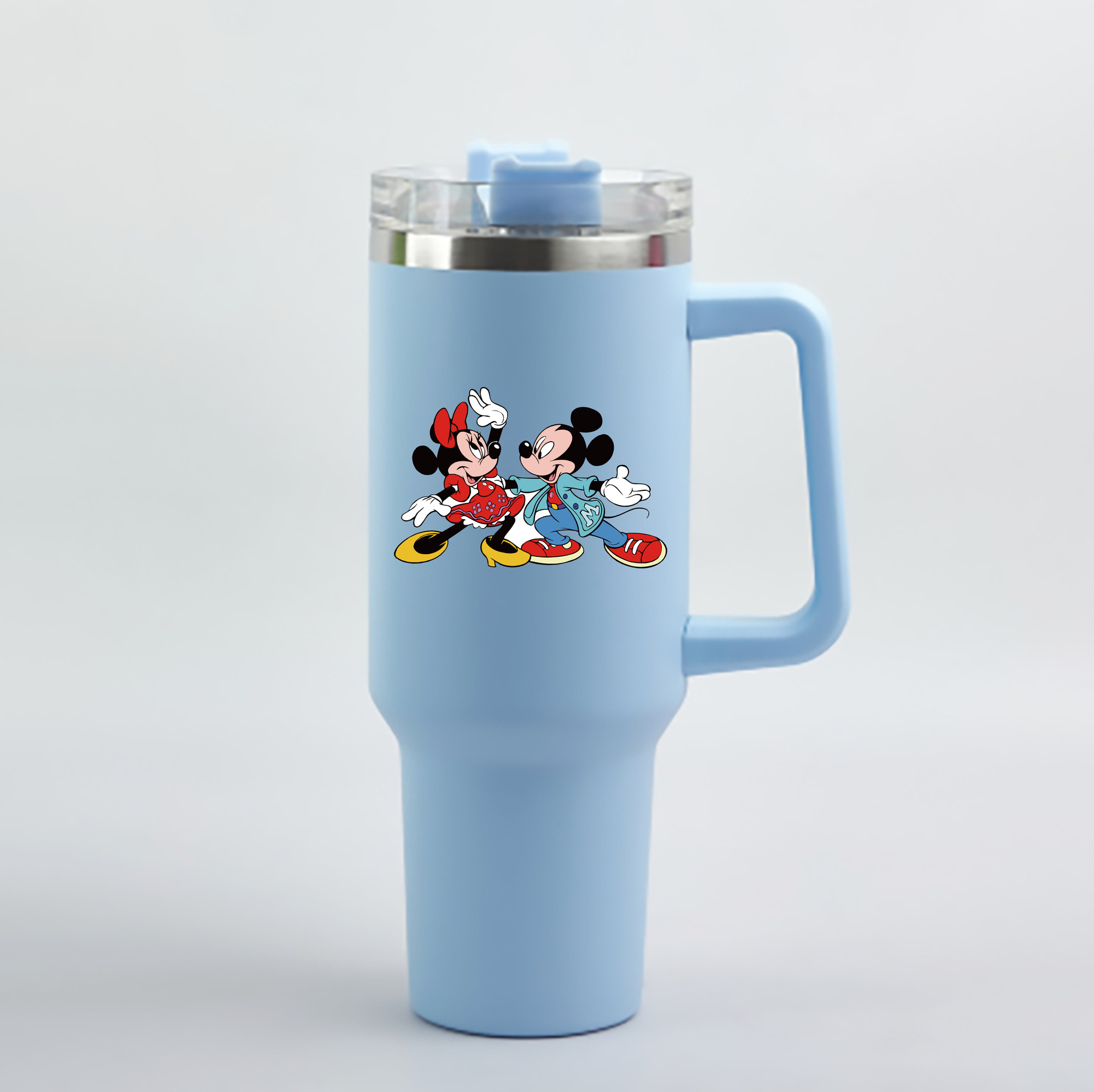 （画像用） ミッキーマウス Mickey Mouse 1200mL車用タンブラー - クリスタルステッカー（プラスチックストロー付き）