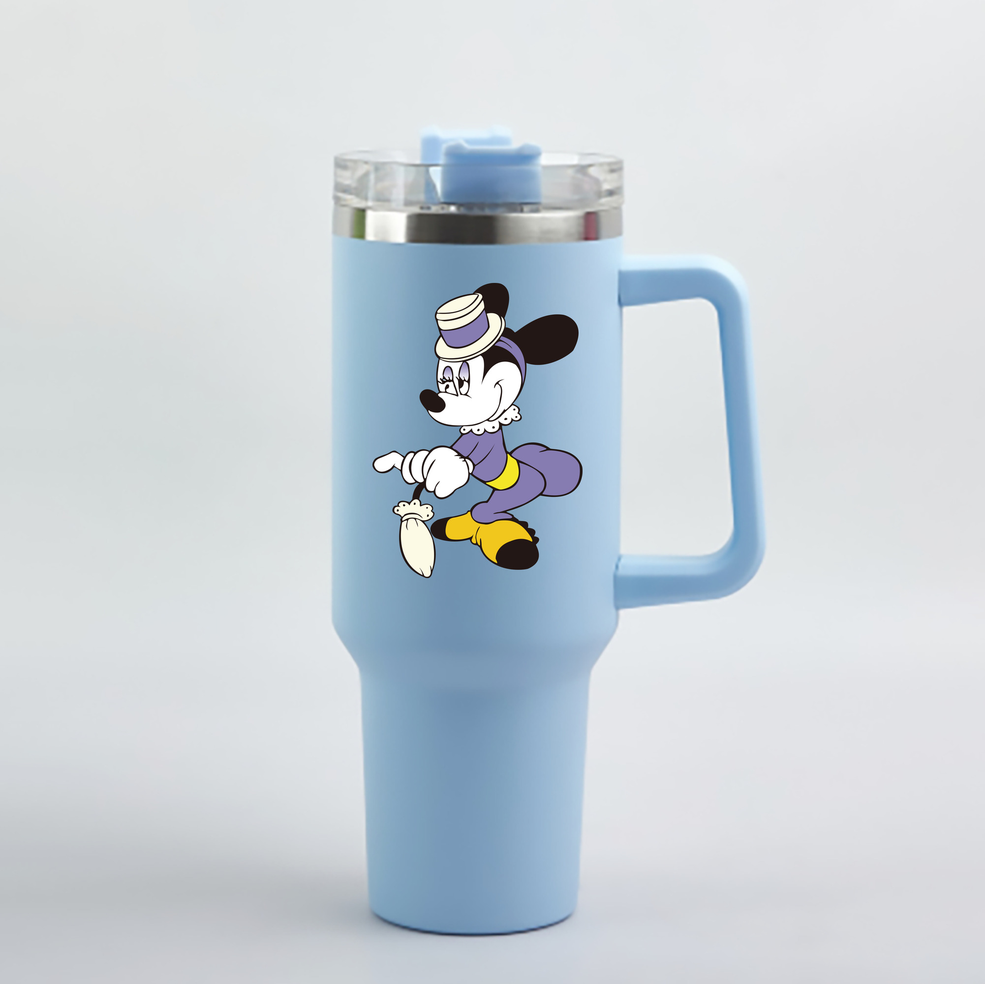 （画像用） ミッキーマウス Mickey Mouse 1200mL車用タンブラー - クリスタルステッカー（プラスチックストロー付き）