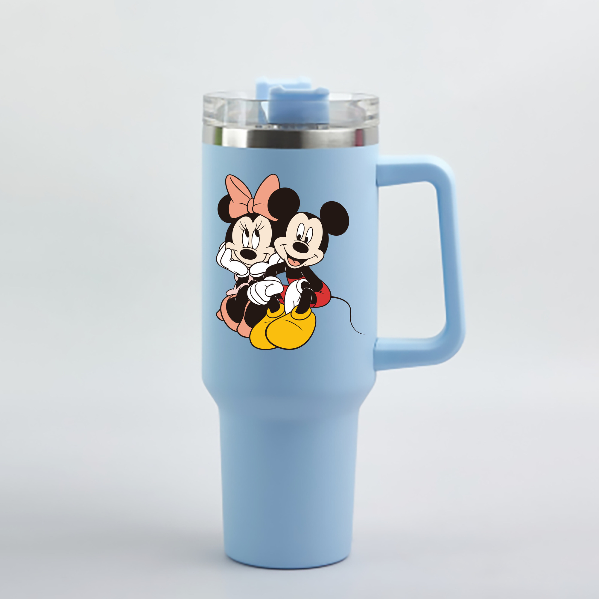（画像用） ミッキーマウス Mickey Mouse 1200mL車用タンブラー - クリスタルステッカー（プラスチックストロー付き）