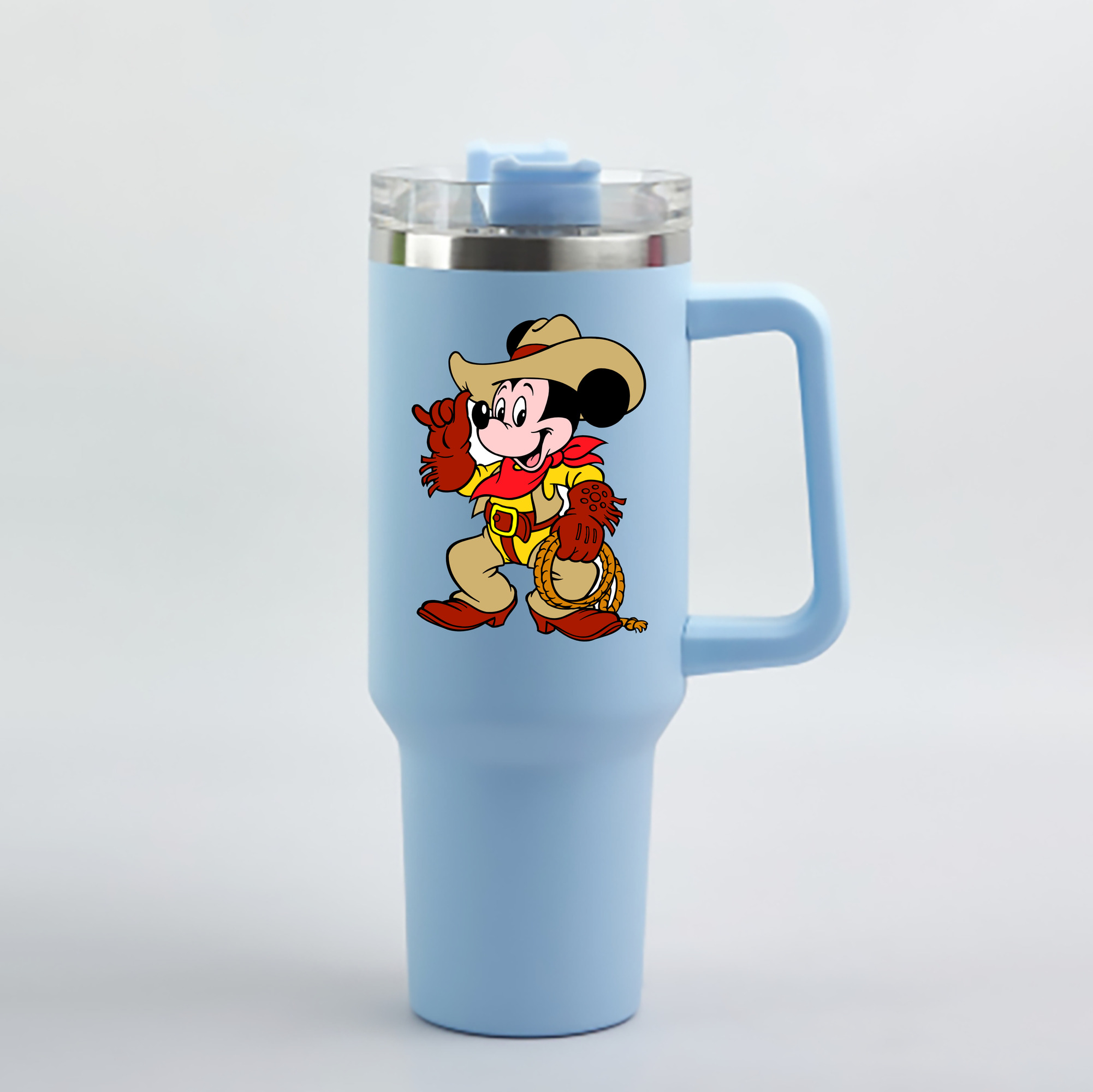 （画像用） ミッキーマウス Mickey Mouse 1200mL車用タンブラー - クリスタルステッカー（プラスチックストロー付き）