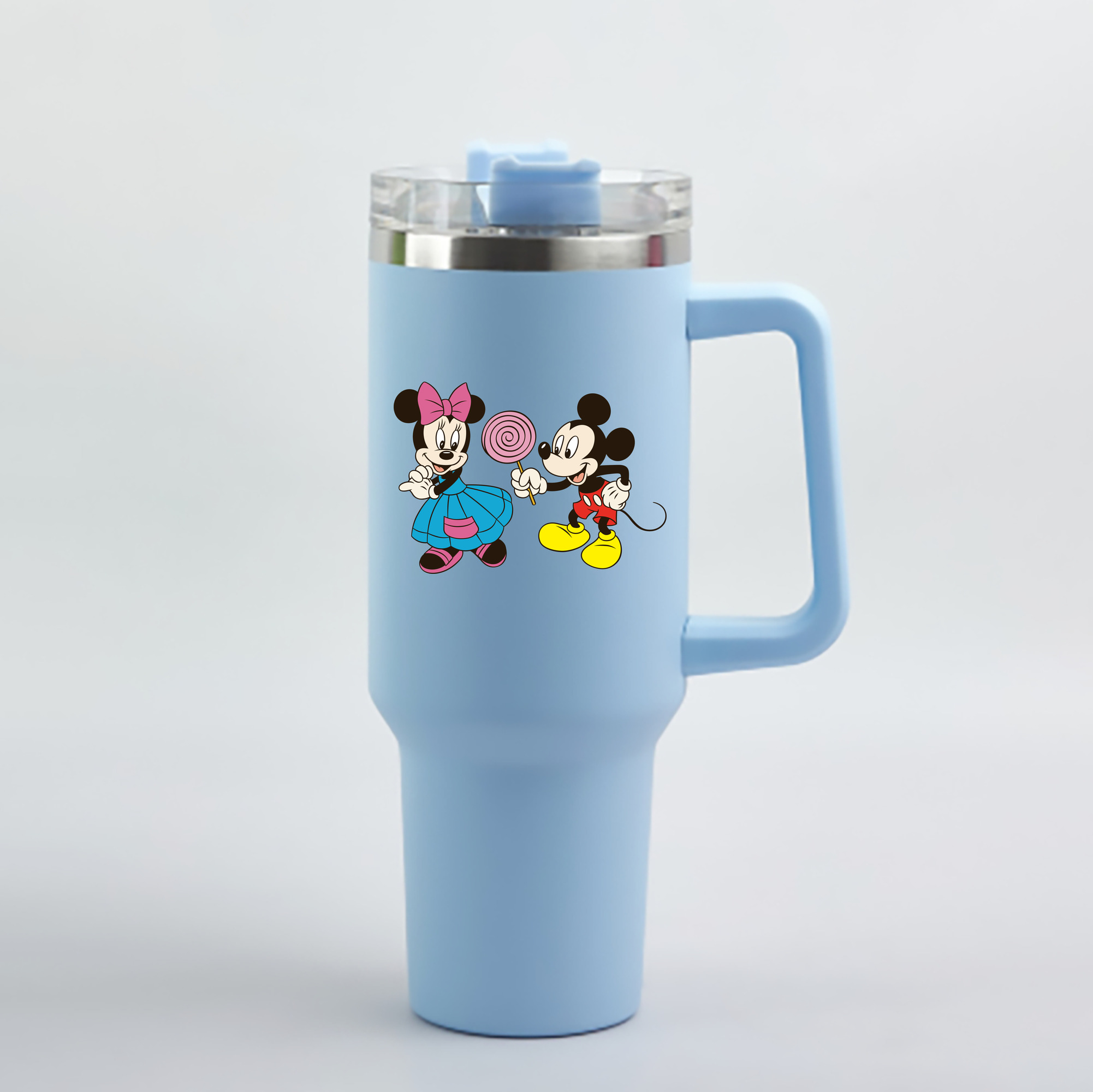 （画像用） ミッキーマウス Mickey Mouse 1200mL車用タンブラー - クリスタルステッカー（プラスチックストロー付き）