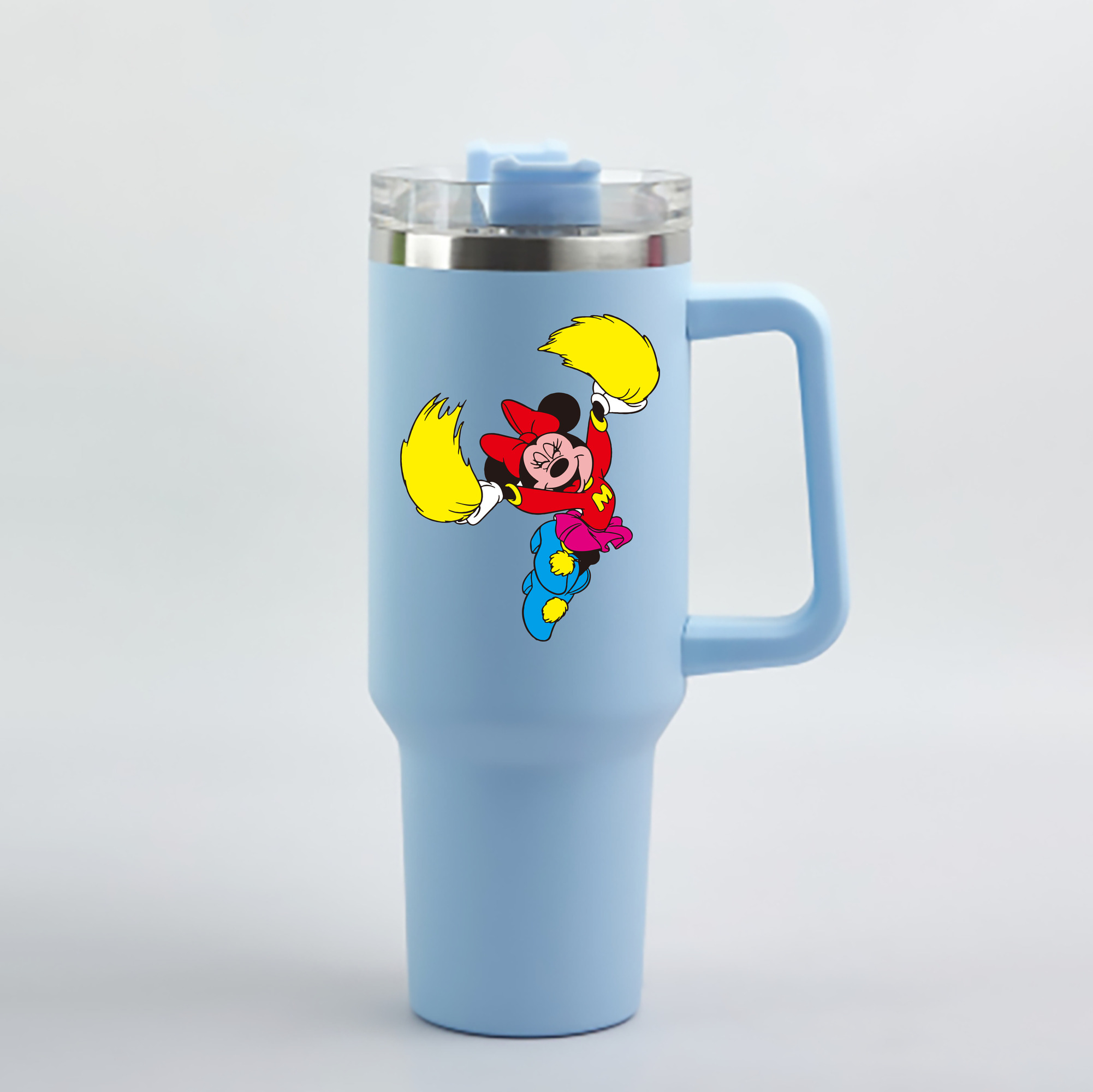 （画像用） ミッキーマウス Mickey Mouse 1200mL車用タンブラー - クリスタルステッカー（プラスチックストロー付き）