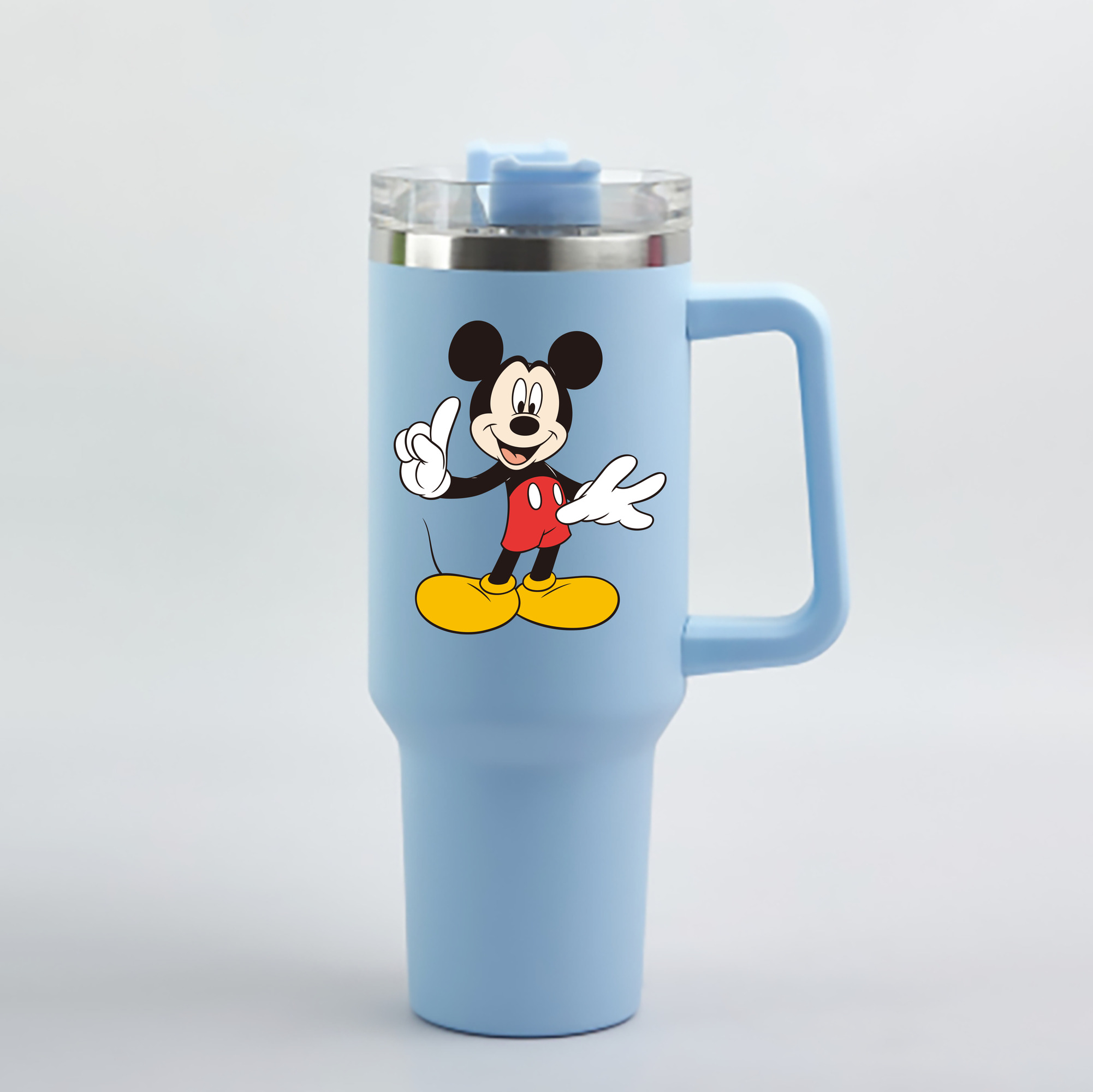 （画像用） ミッキーマウス Mickey Mouse 1200mL車用タンブラー - クリスタルステッカー（プラスチックストロー付き）