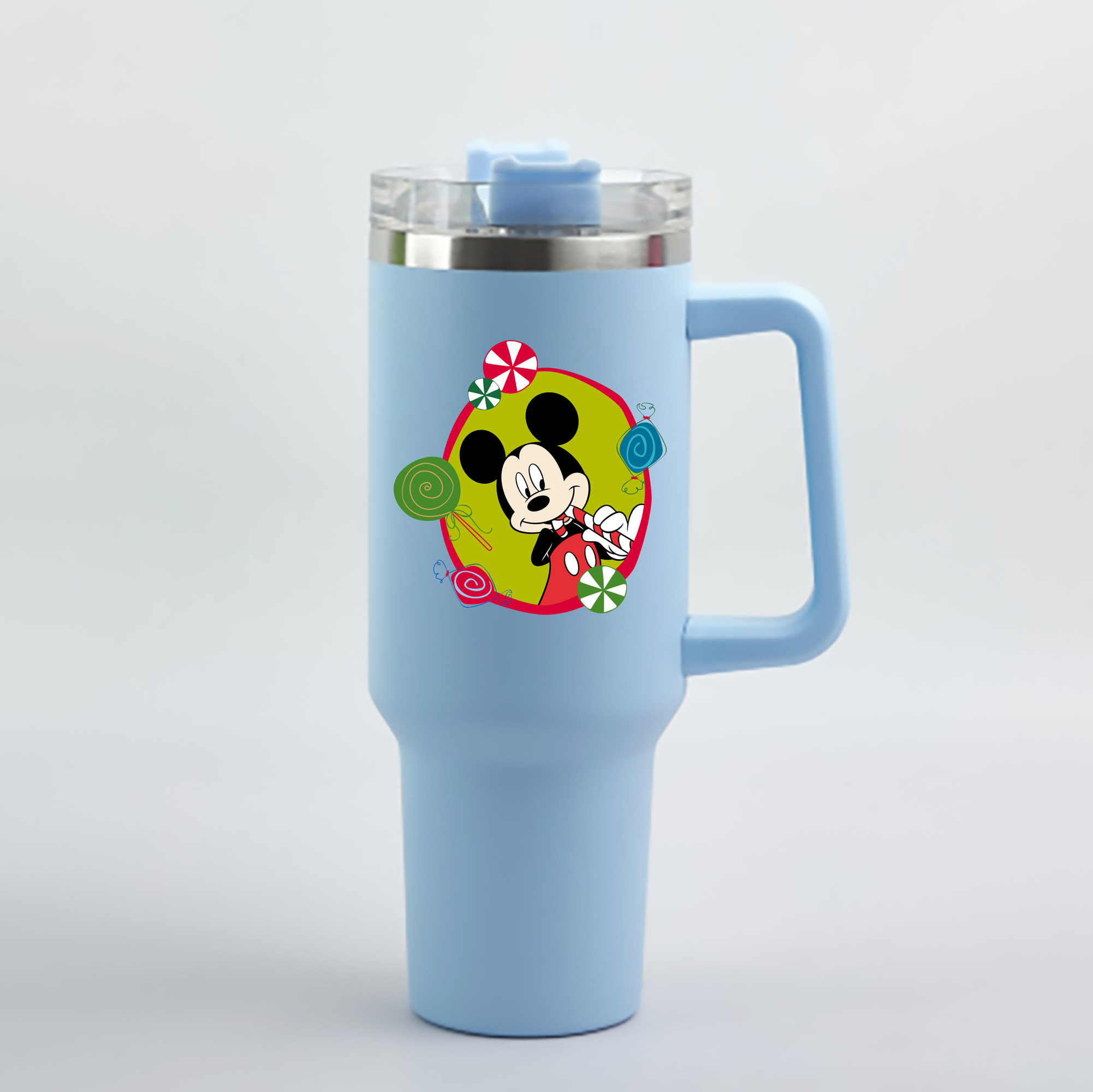 （画像用） ミッキーマウス Mickey Mouse 1200mL車用タンブラー - クリスタルステッカー（プラスチックストロー付き）