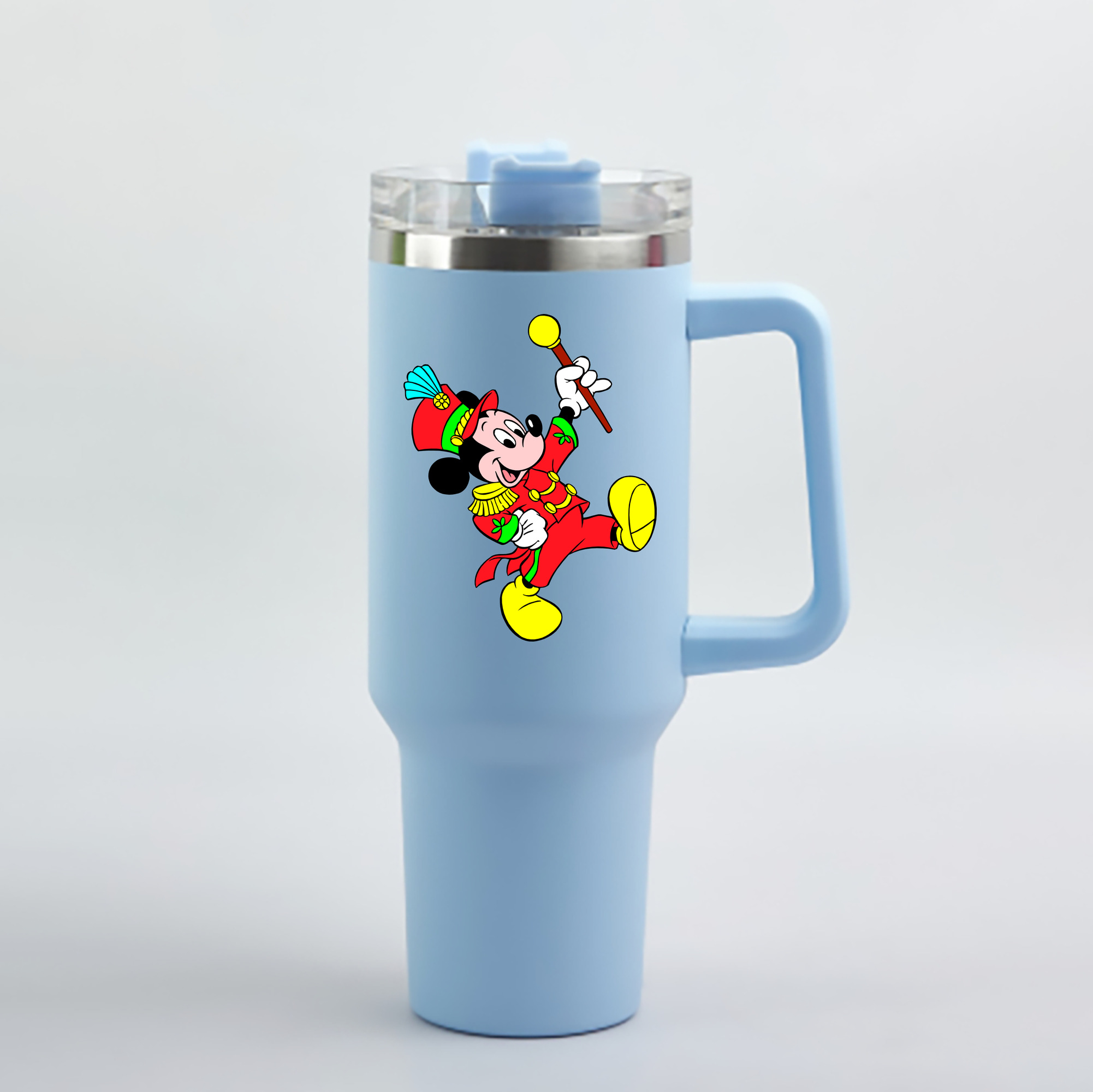 （画像用） ミッキーマウス Mickey Mouse 1200mL車用タンブラー - クリスタルステッカー（プラスチックストロー付き）