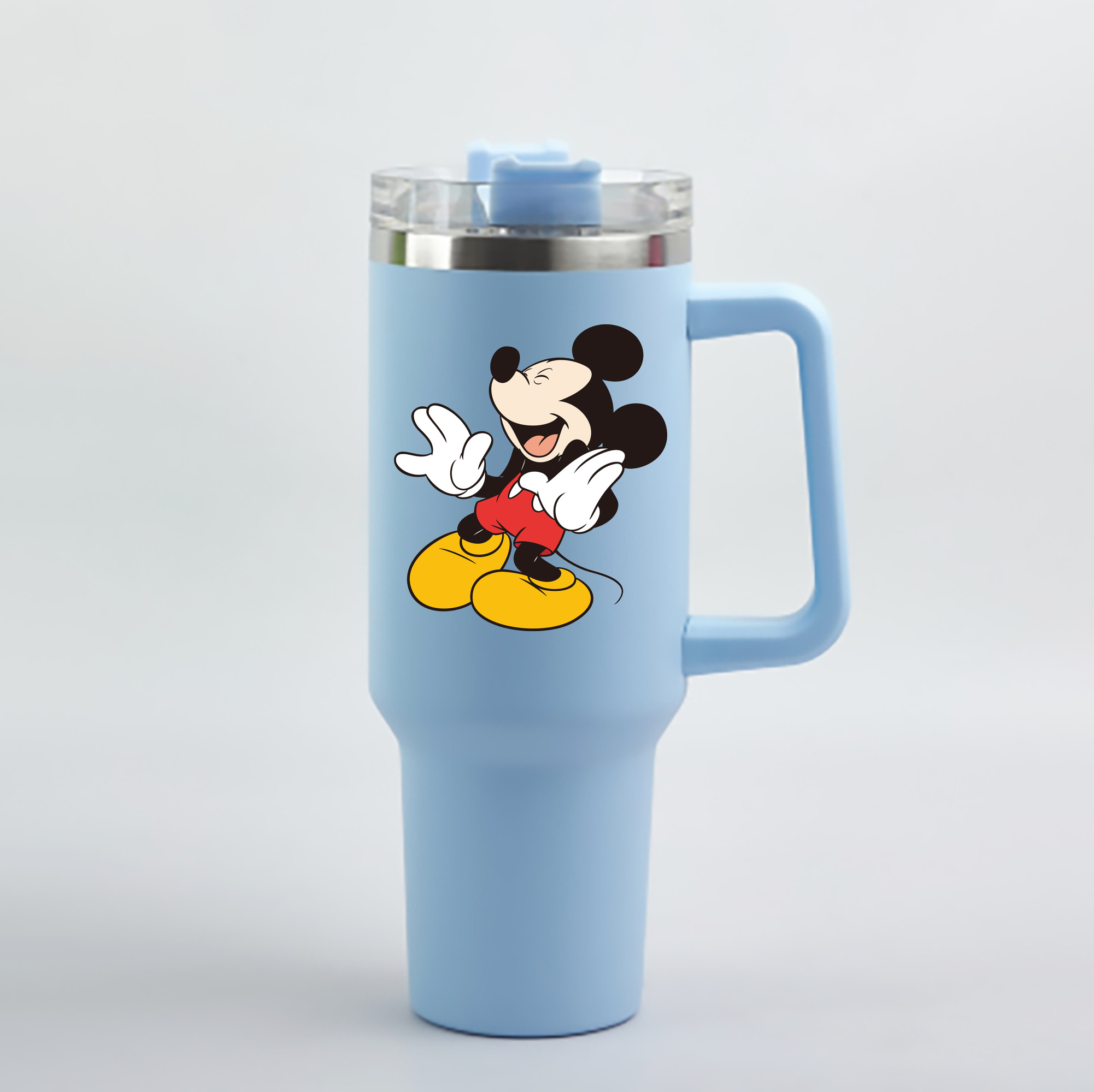（画像用） ミッキーマウス Mickey Mouse 1200mL車用タンブラー - クリスタルステッカー（プラスチックストロー付き）