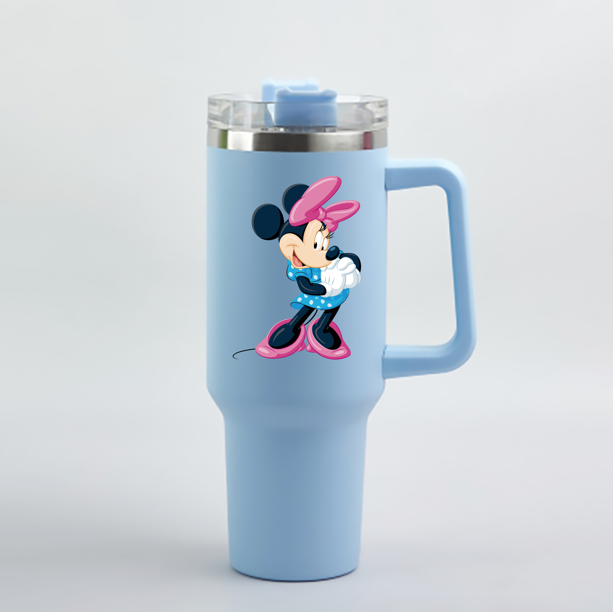 （画像用） ミッキーマウス Mickey Mouse 1200mL車用タンブラー - クリスタルステッカー（プラスチックストロー付き）