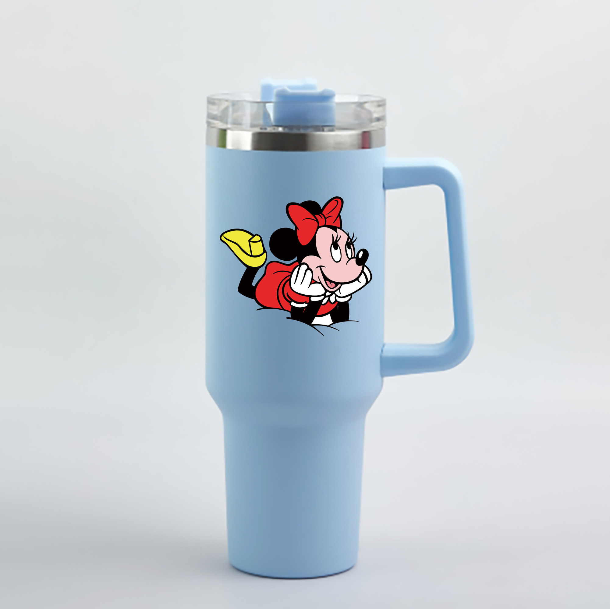 （画像用） ミッキーマウス Mickey Mouse 1200mL車用タンブラー - クリスタルステッカー（プラスチックストロー付き）