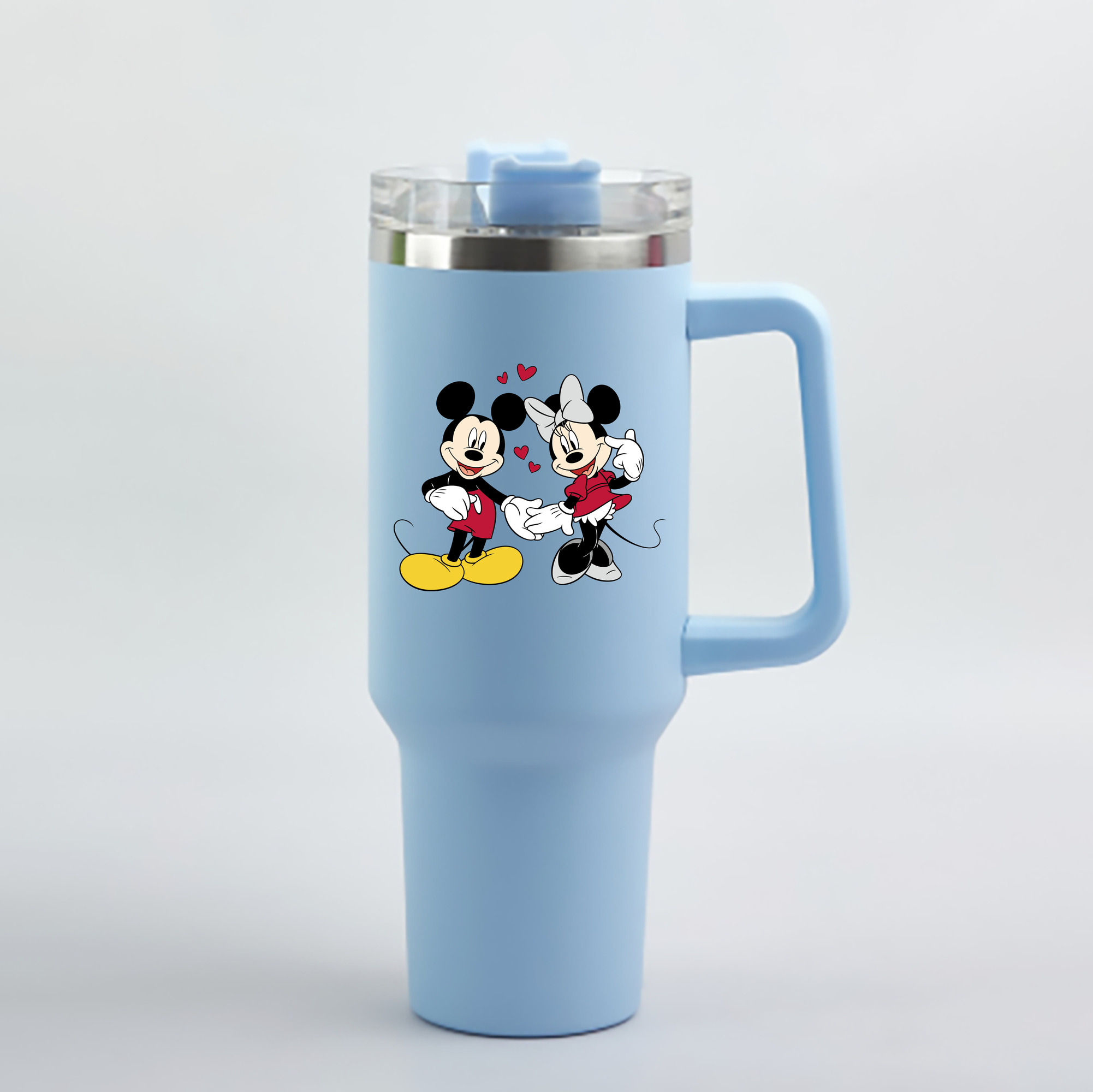 （画像用） ミッキーマウス Mickey Mouse 1200mL車用タンブラー - クリスタルステッカー（プラスチックストロー付き）