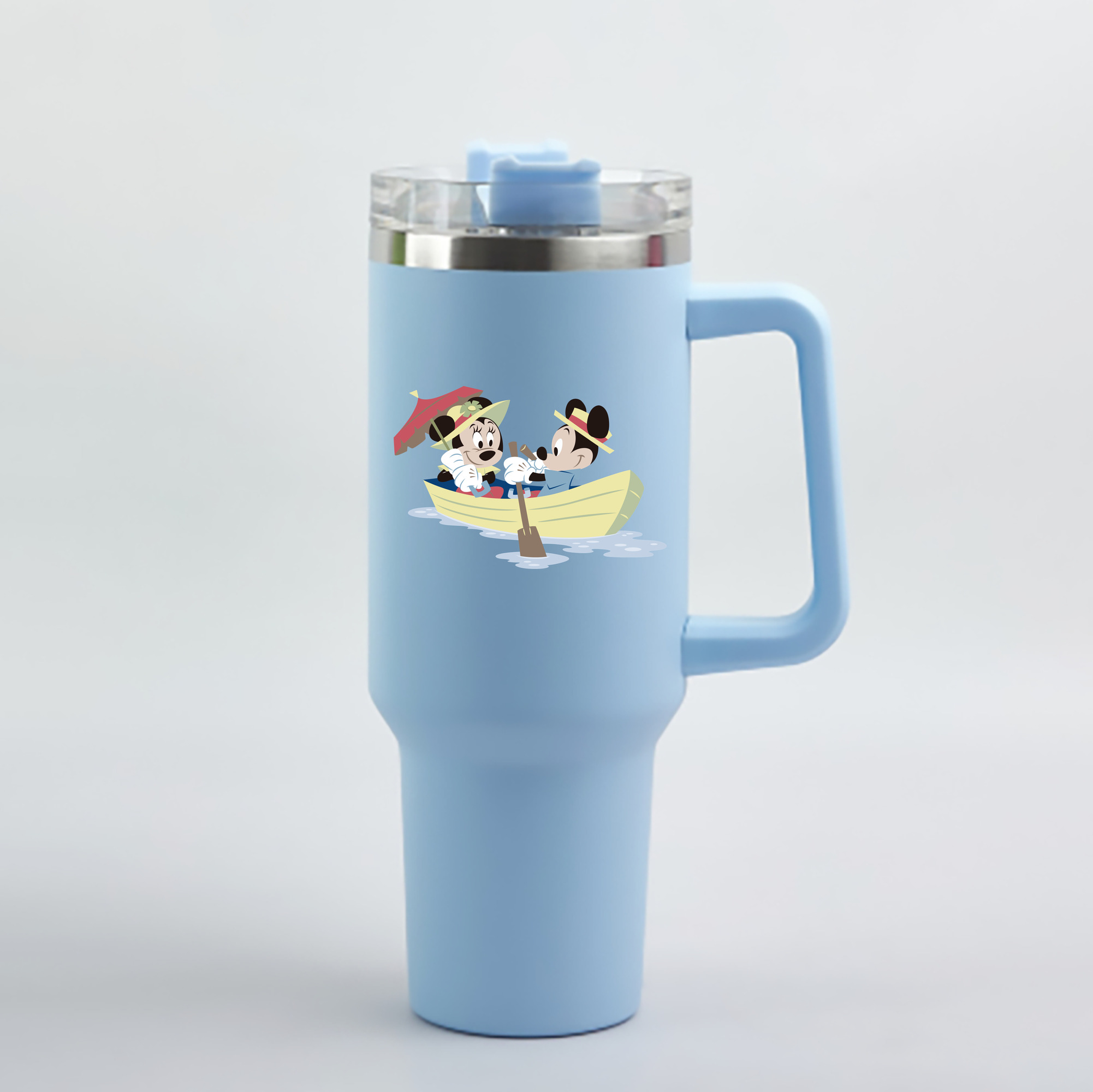 （画像用） ミッキーマウス Mickey Mouse 1200mL車用タンブラー - クリスタルステッカー（プラスチックストロー付き）
