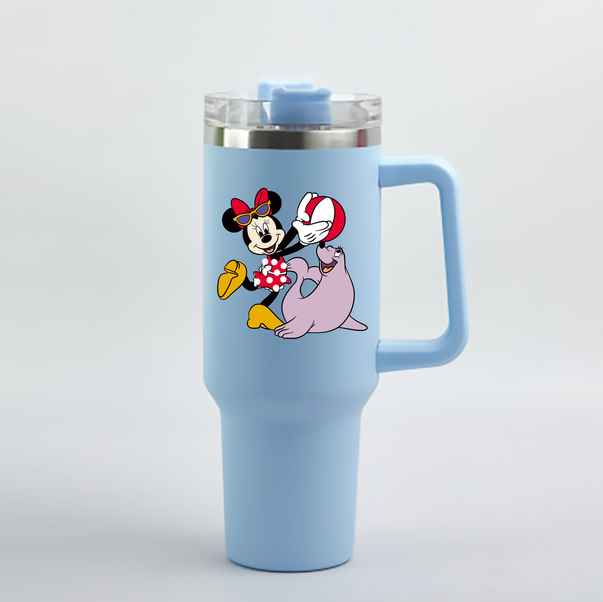 （画像用） ミッキーマウス Mickey Mouse 1200mL車用タンブラー - クリスタルステッカー（プラスチックストロー付き）