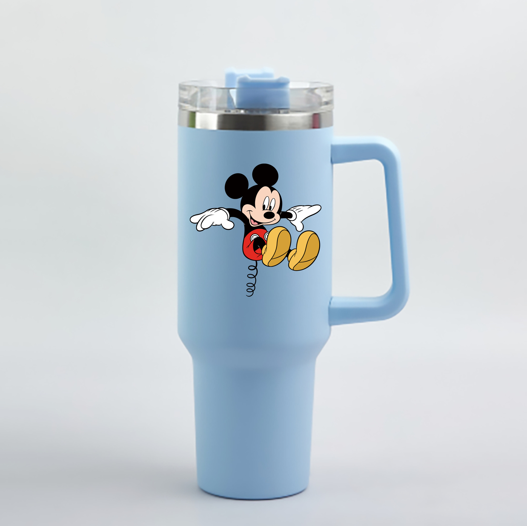 （画像用） ミッキーマウス Mickey Mouse 1200mL車用タンブラー - クリスタルステッカー（プラスチックストロー付き）