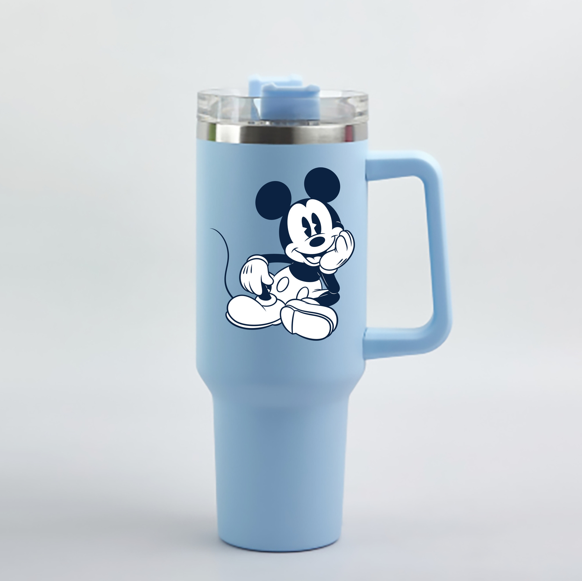 （画像用） ミッキーマウス Mickey Mouse 1200mL車用タンブラー - クリスタルステッカー（プラスチックストロー付き）
