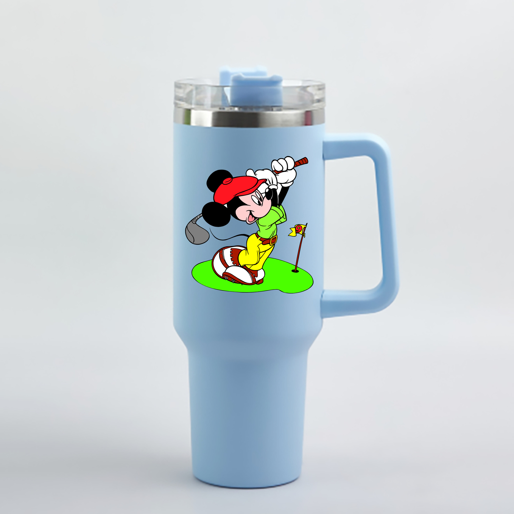 （画像用） ミッキーマウス Mickey Mouse 1200mL車用タンブラー - クリスタルステッカー（プラスチックストロー付き）