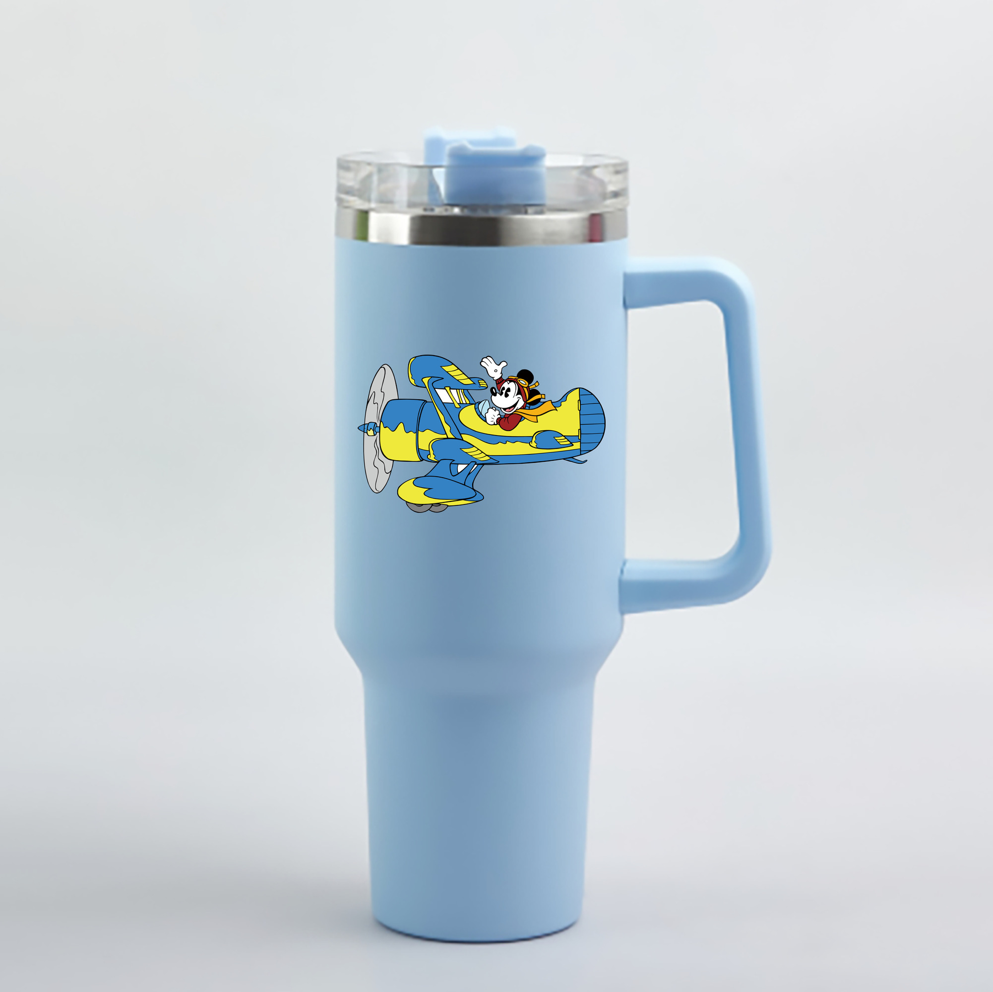 （画像用） ミッキーマウス Mickey Mouse 1200mL車用タンブラー - クリスタルステッカー（プラスチックストロー付き）