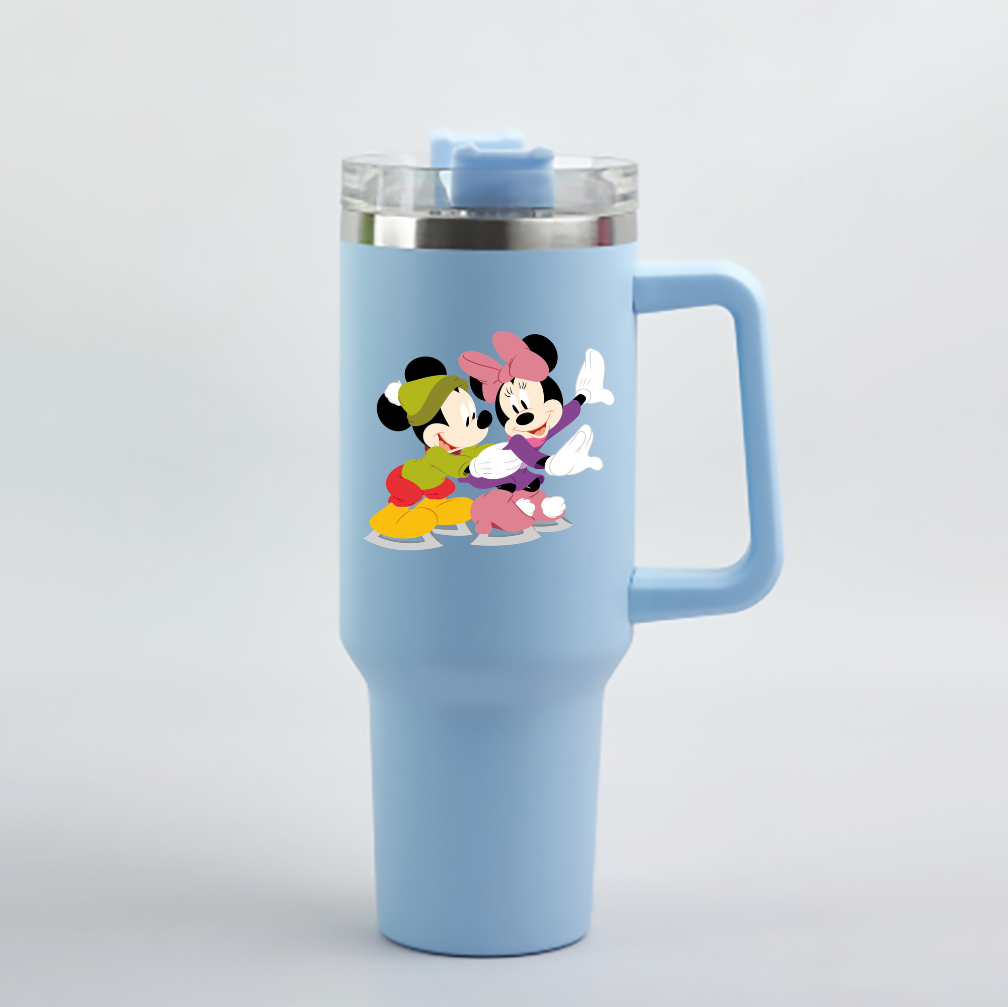 （画像用） ミッキーマウス Mickey Mouse 1200mL車用タンブラー - クリスタルステッカー（プラスチックストロー付き）