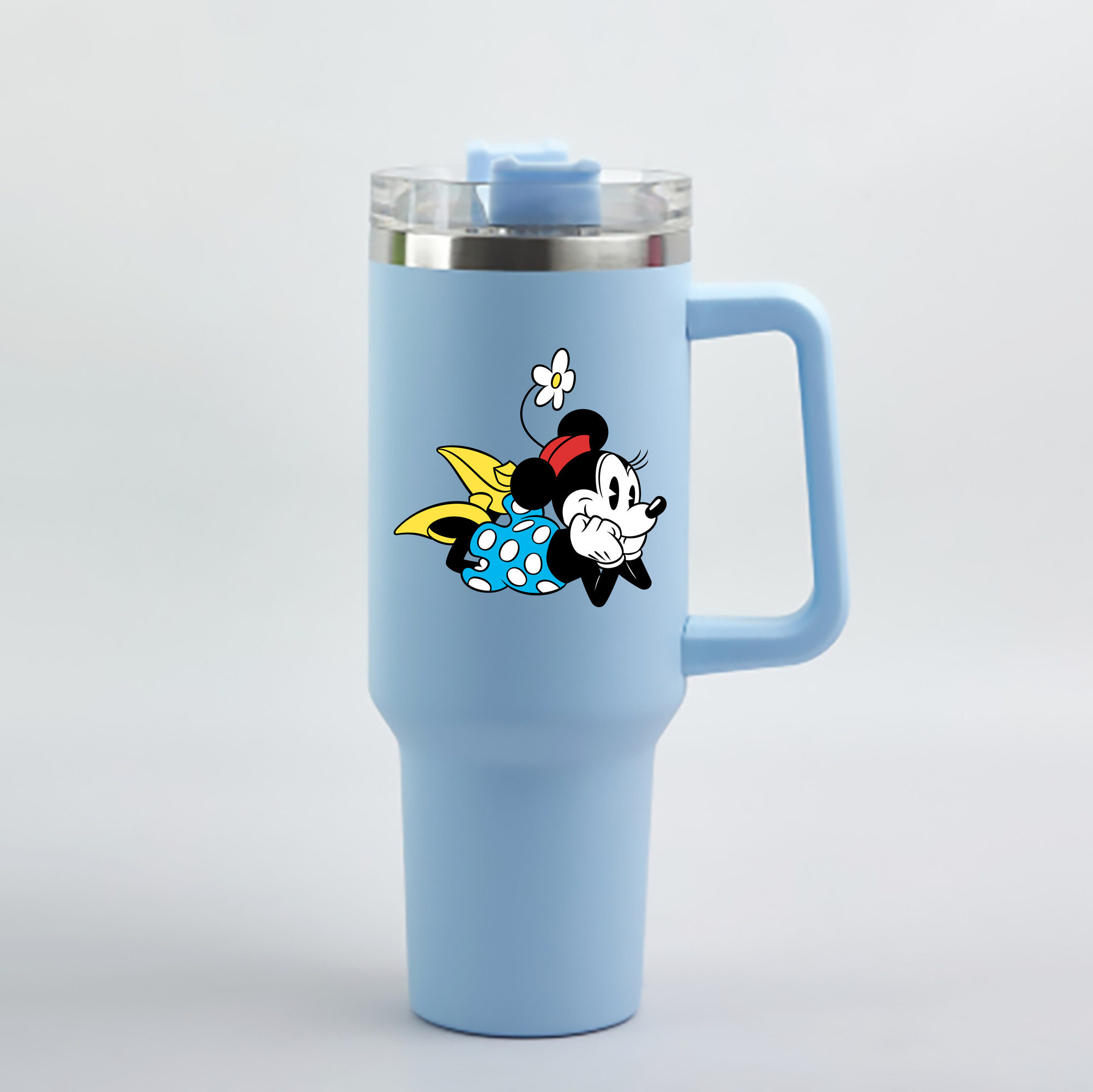 （画像用） ミッキーマウス Mickey Mouse 1200mL車用タンブラー - クリスタルステッカー（プラスチックストロー付き）