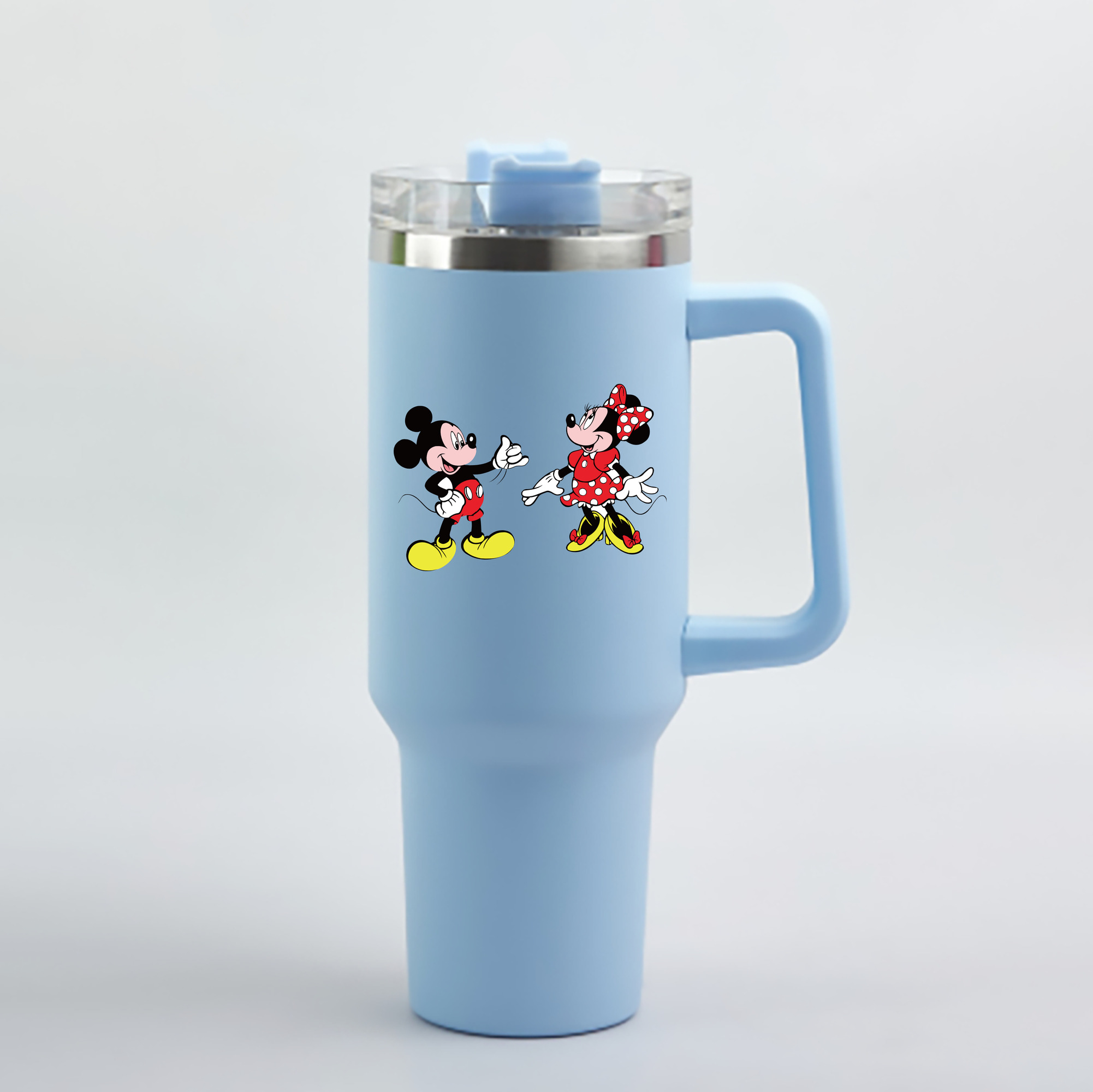 （画像用） ミッキーマウス Mickey Mouse 1200mL車用タンブラー - クリスタルステッカー（プラスチックストロー付き）