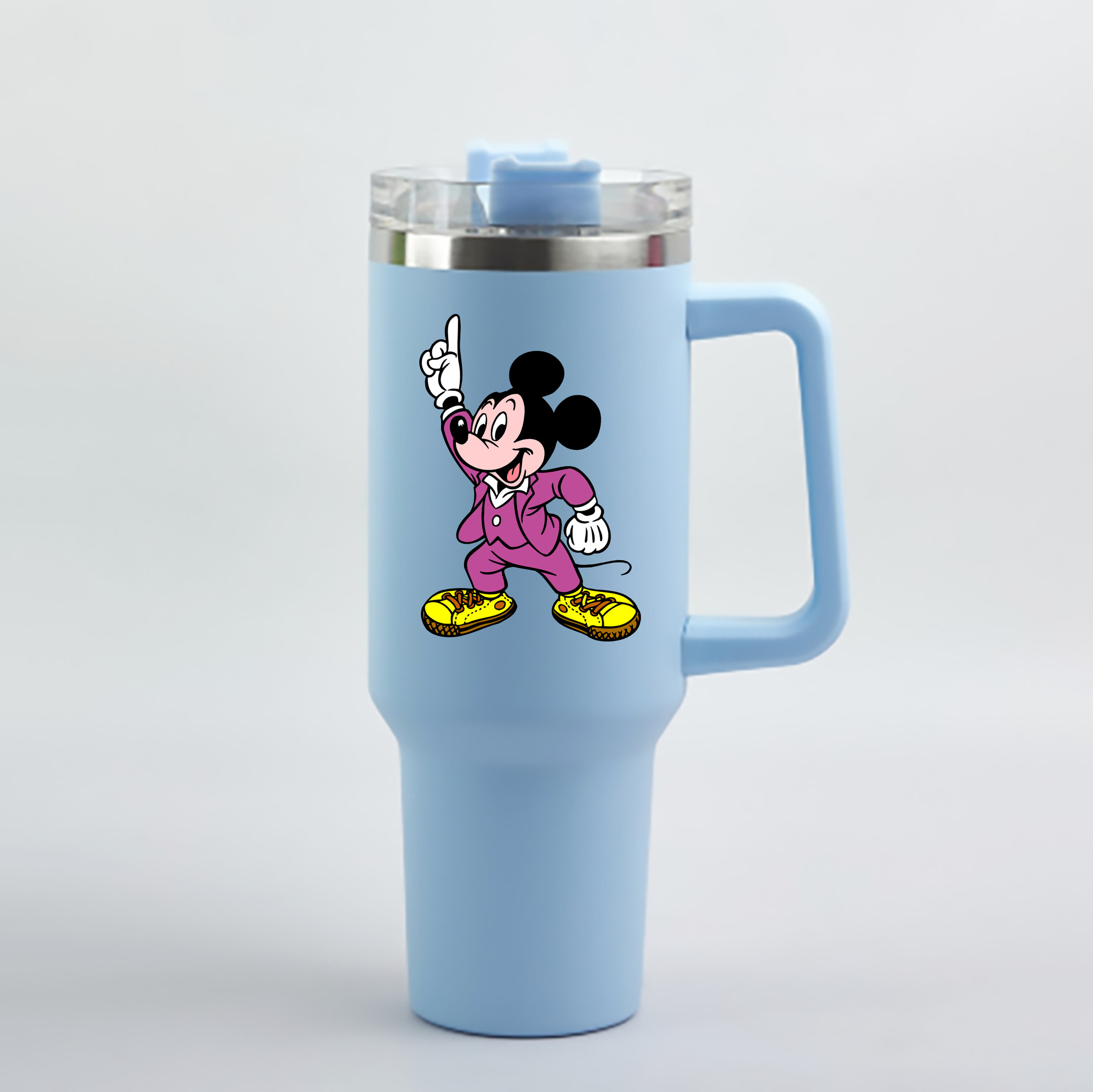 （画像用） ミッキーマウス Mickey Mouse 1200mL車用タンブラー - クリスタルステッカー（プラスチックストロー付き）