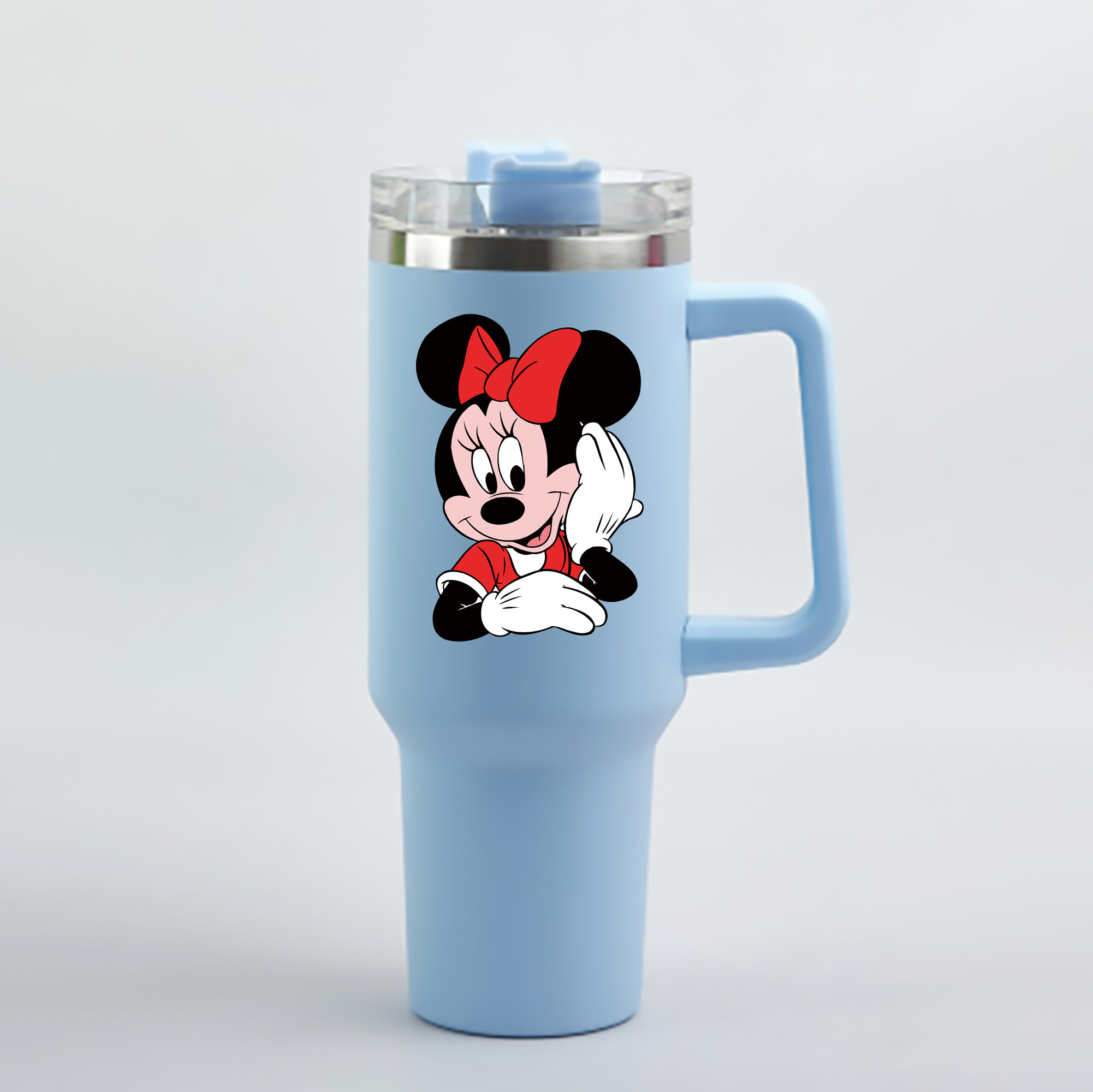 （画像用） ミッキーマウス Mickey Mouse 1200mL車用タンブラー - クリスタルステッカー（プラスチックストロー付き）