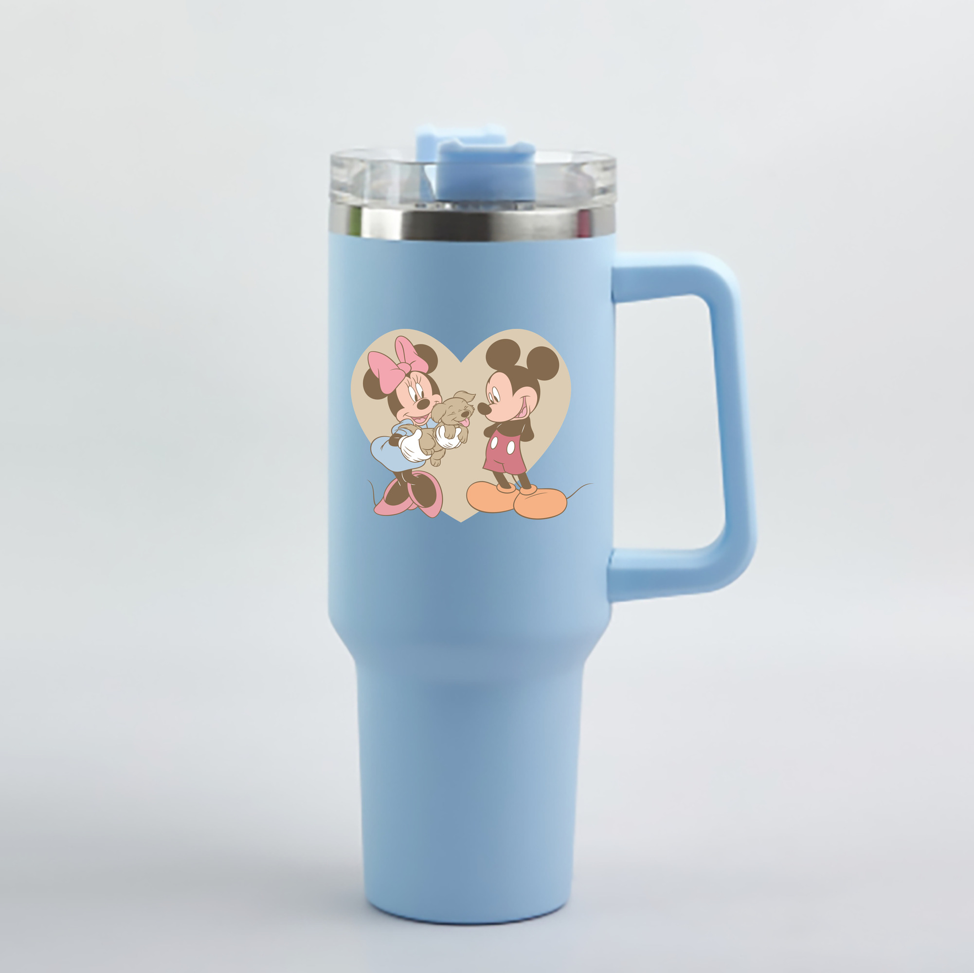 （画像用） ミッキーマウス Mickey Mouse 1200mL車用タンブラー - クリスタルステッカー（プラスチックストロー付き）