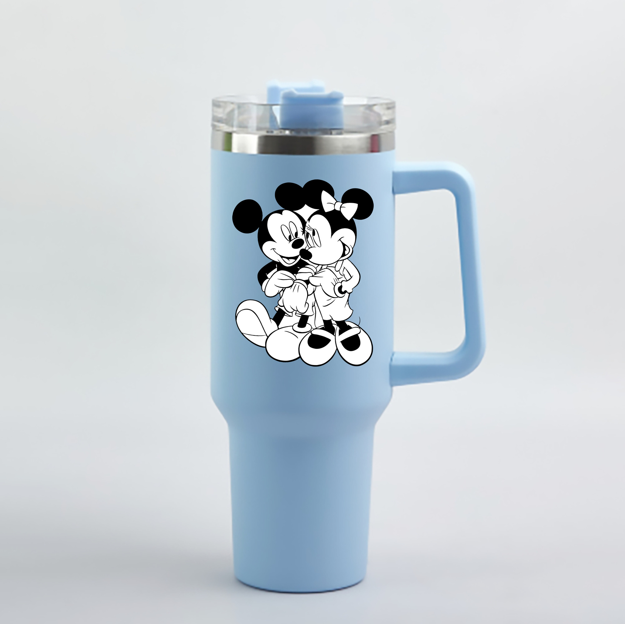 （画像用） ミッキーマウス Mickey Mouse 1200mL車用タンブラー - クリスタルステッカー（プラスチックストロー付き）