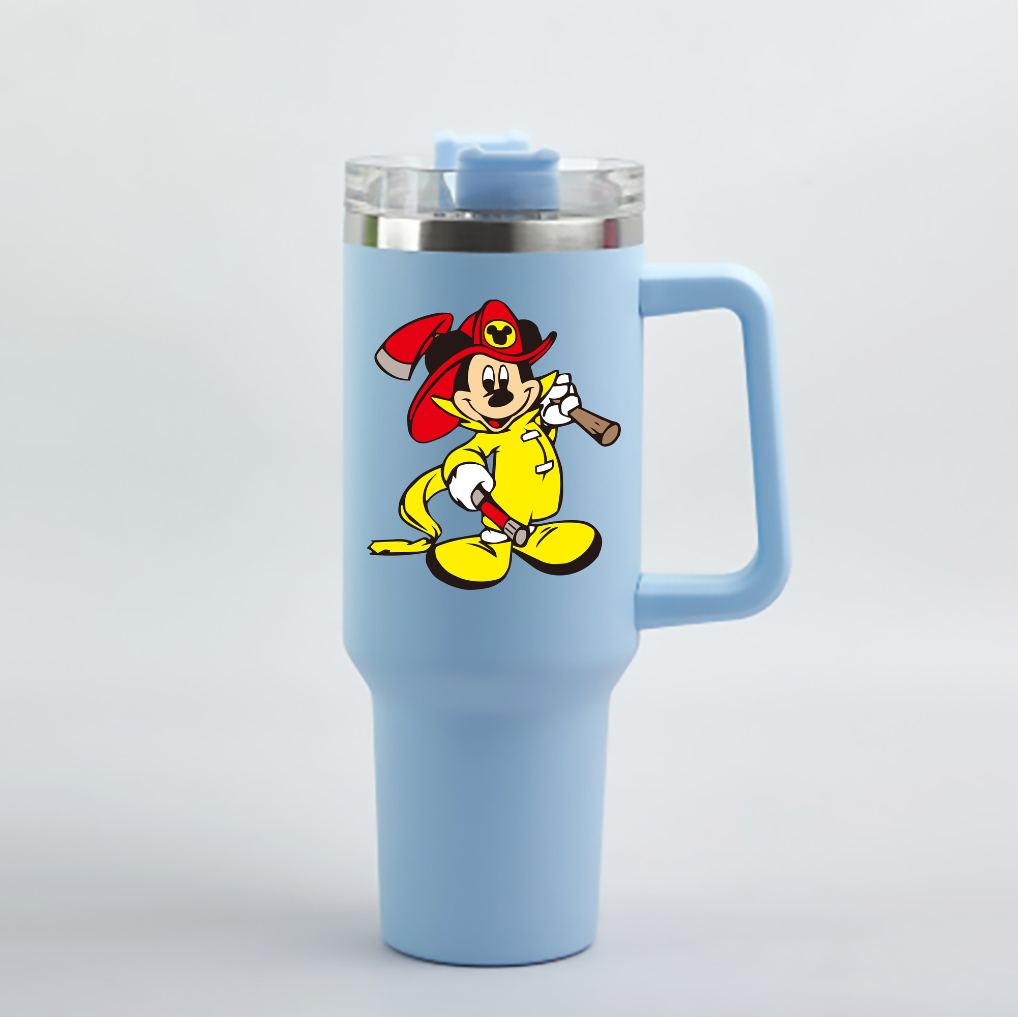 （画像用） ミッキーマウス Mickey Mouse 1200mL車用タンブラー - クリスタルステッカー（プラスチックストロー付き）
