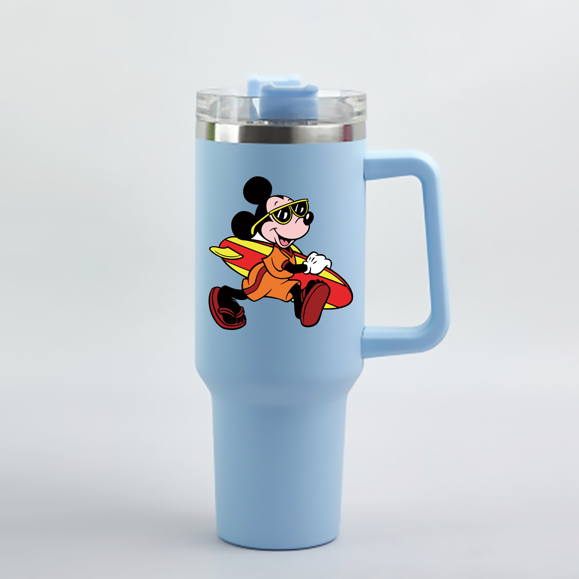 （画像用） ミッキーマウス Mickey Mouse 1200mL車用タンブラー - クリスタルステッカー（プラスチックストロー付き）