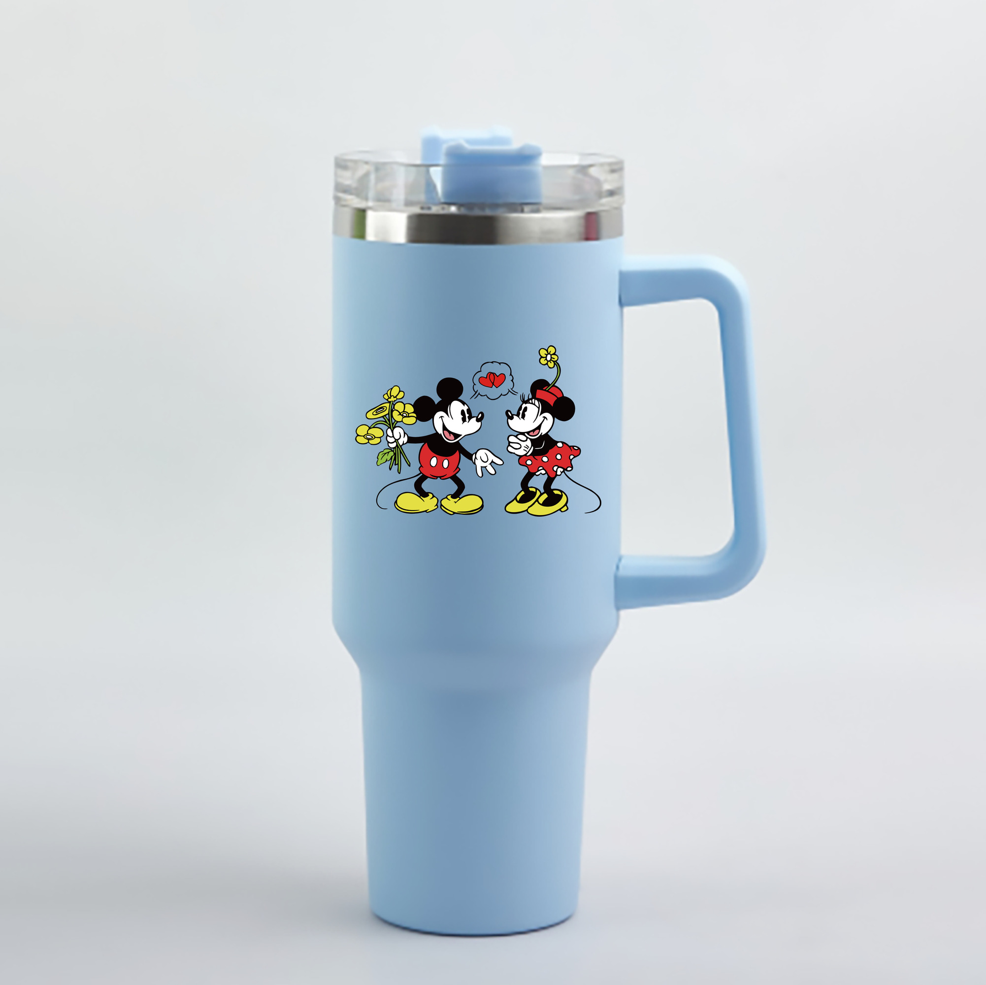 （画像用） ミッキーマウス Mickey Mouse 1200mL車用タンブラー - クリスタルステッカー（プラスチックストロー付き）