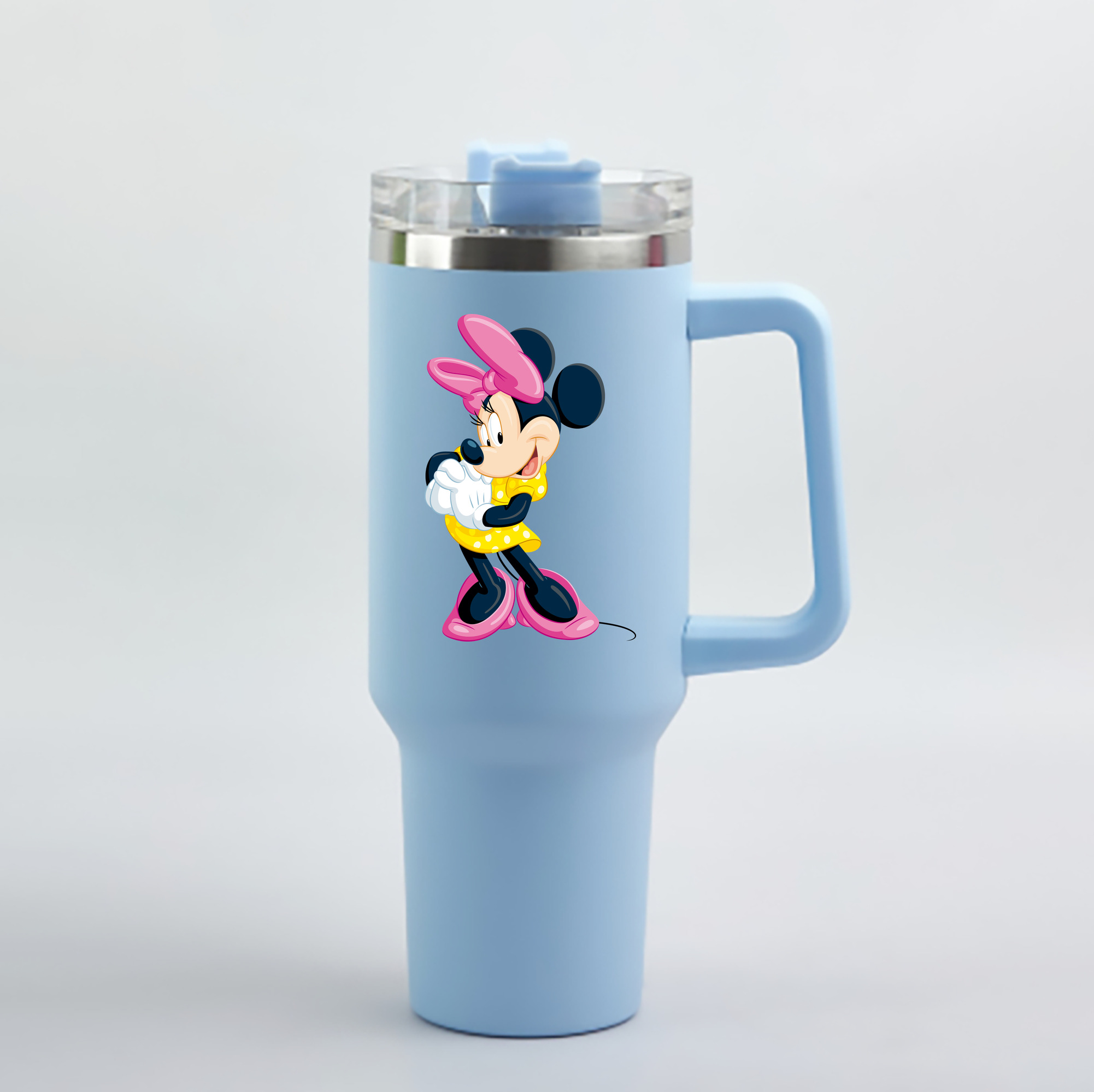 （画像用） ミッキーマウス Mickey Mouse 1200mL車用タンブラー - クリスタルステッカー（プラスチックストロー付き）