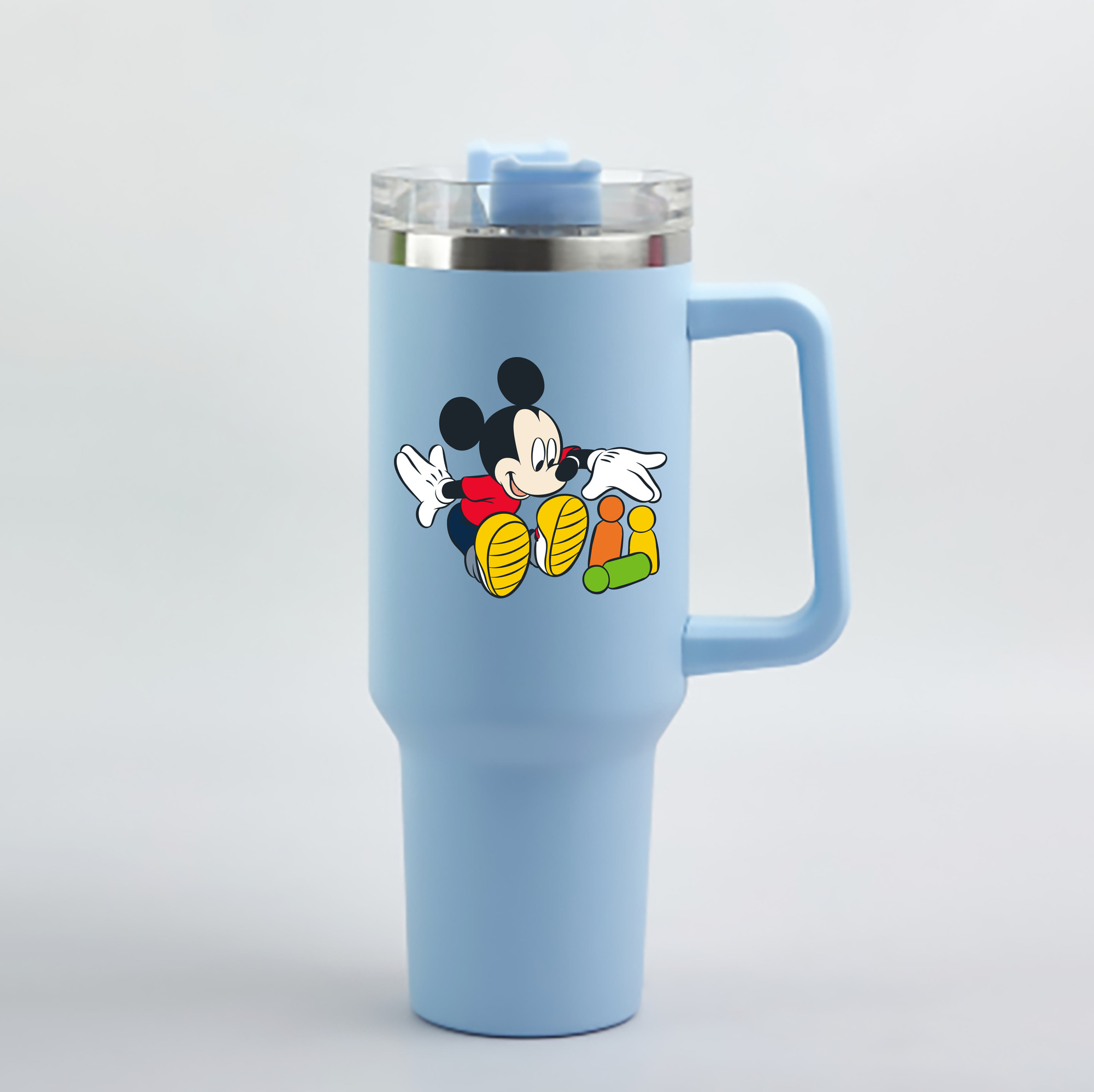（画像用） ミッキーマウス Mickey Mouse 1200mL車用タンブラー - クリスタルステッカー（プラスチックストロー付き）
