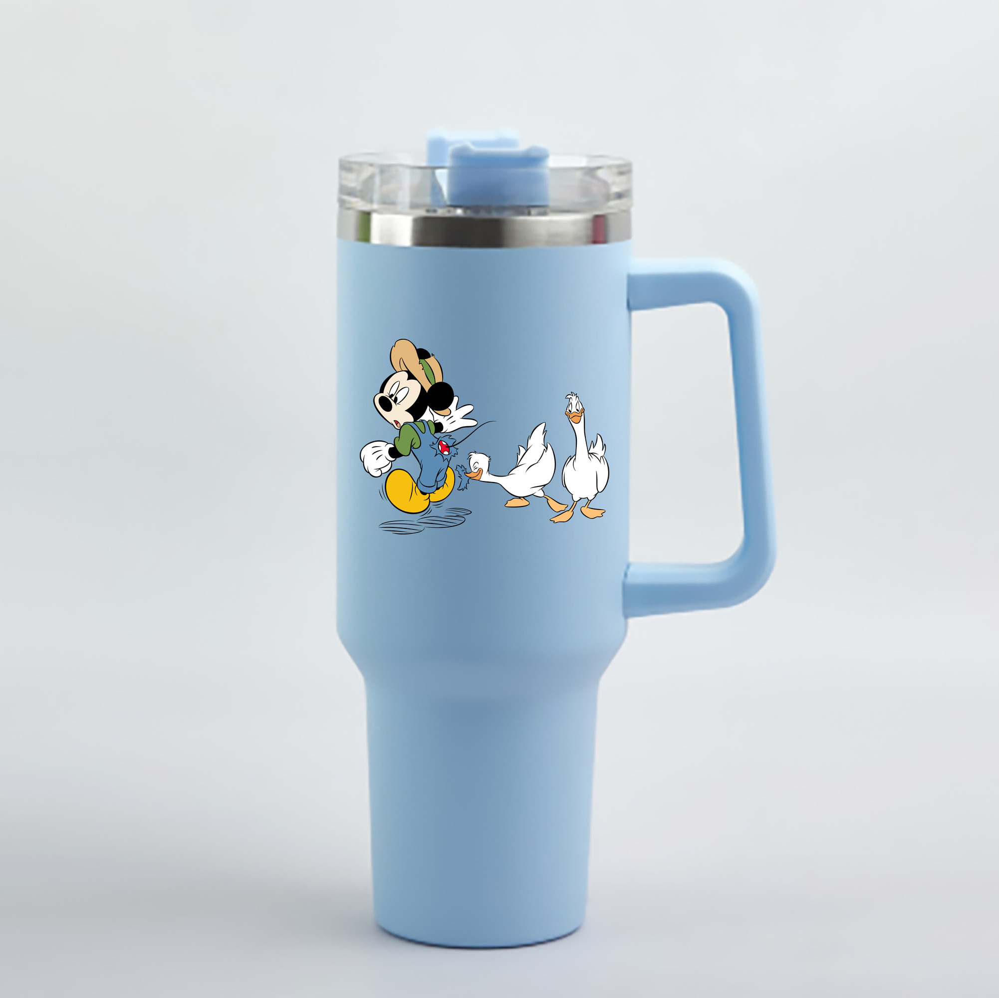 （画像用） ミッキーマウス Mickey Mouse 1200mL車用タンブラー - クリスタルステッカー（プラスチックストロー付き）