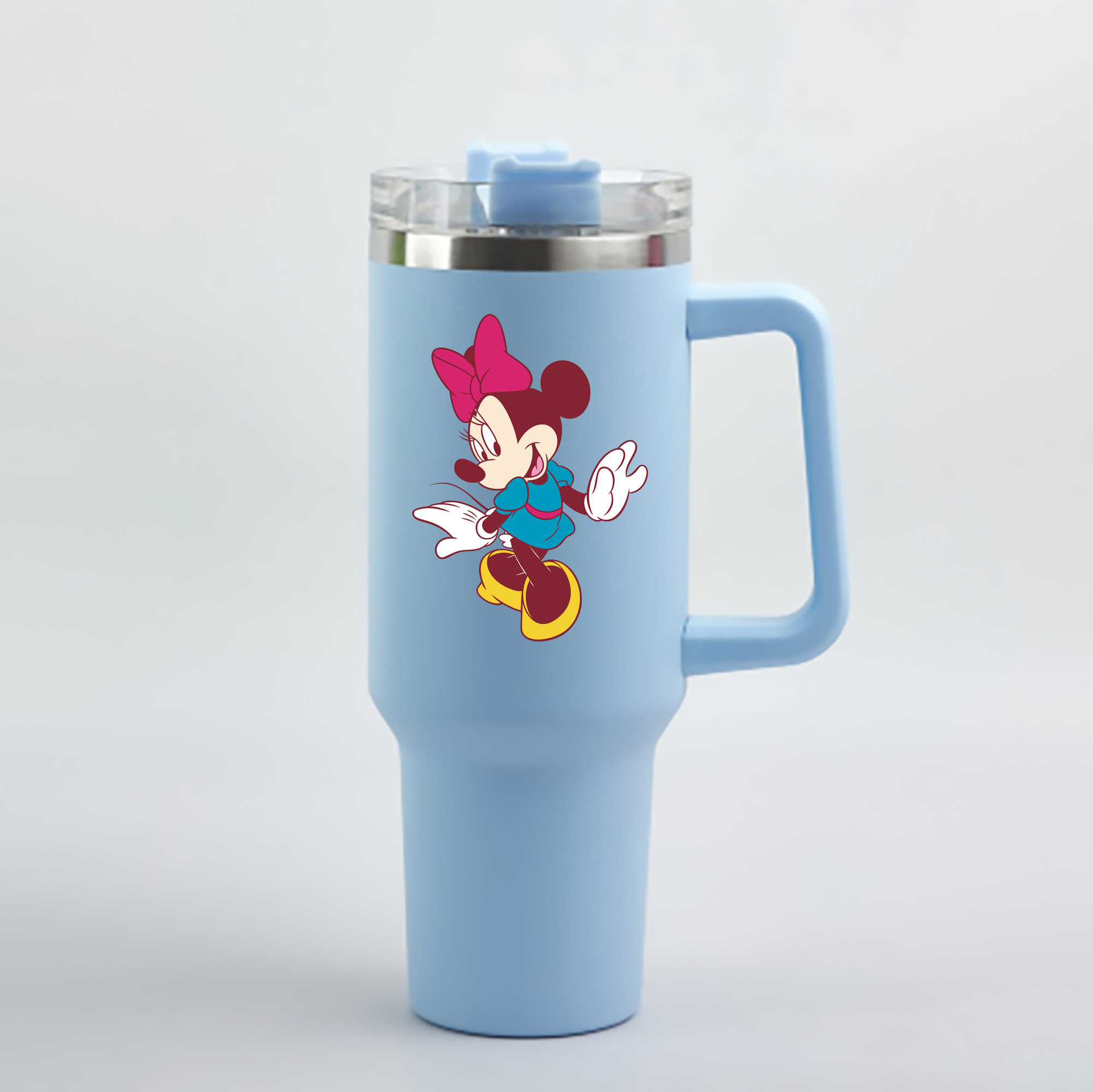 （画像用） ミッキーマウス Mickey Mouse 1200mL車用タンブラー - クリスタルステッカー（プラスチックストロー付き）
