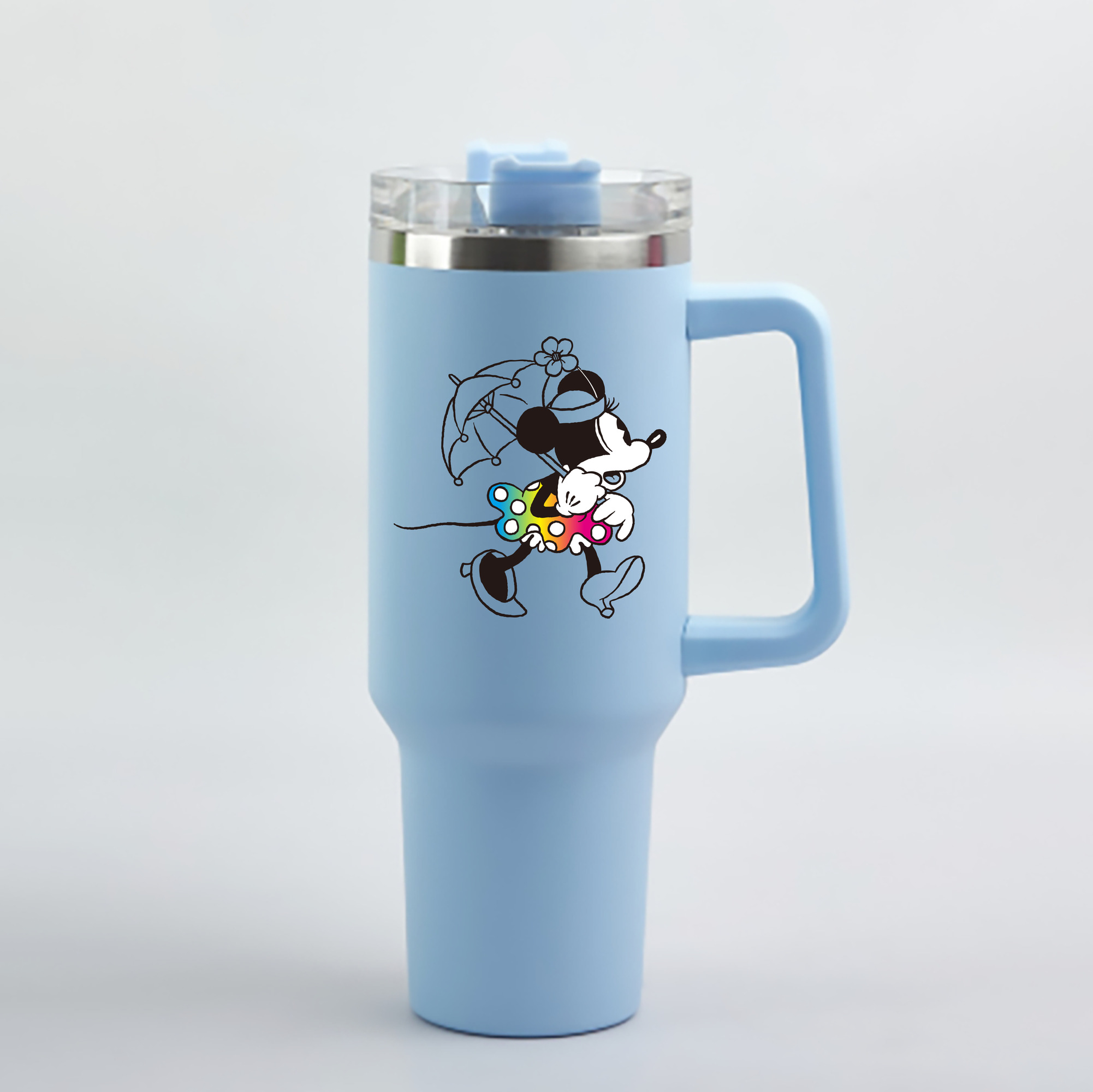 ミッキーマウス Mickey Mouse 1200mL車用タンブラー - クリスタルステッカー（プラスチックストロー付き）