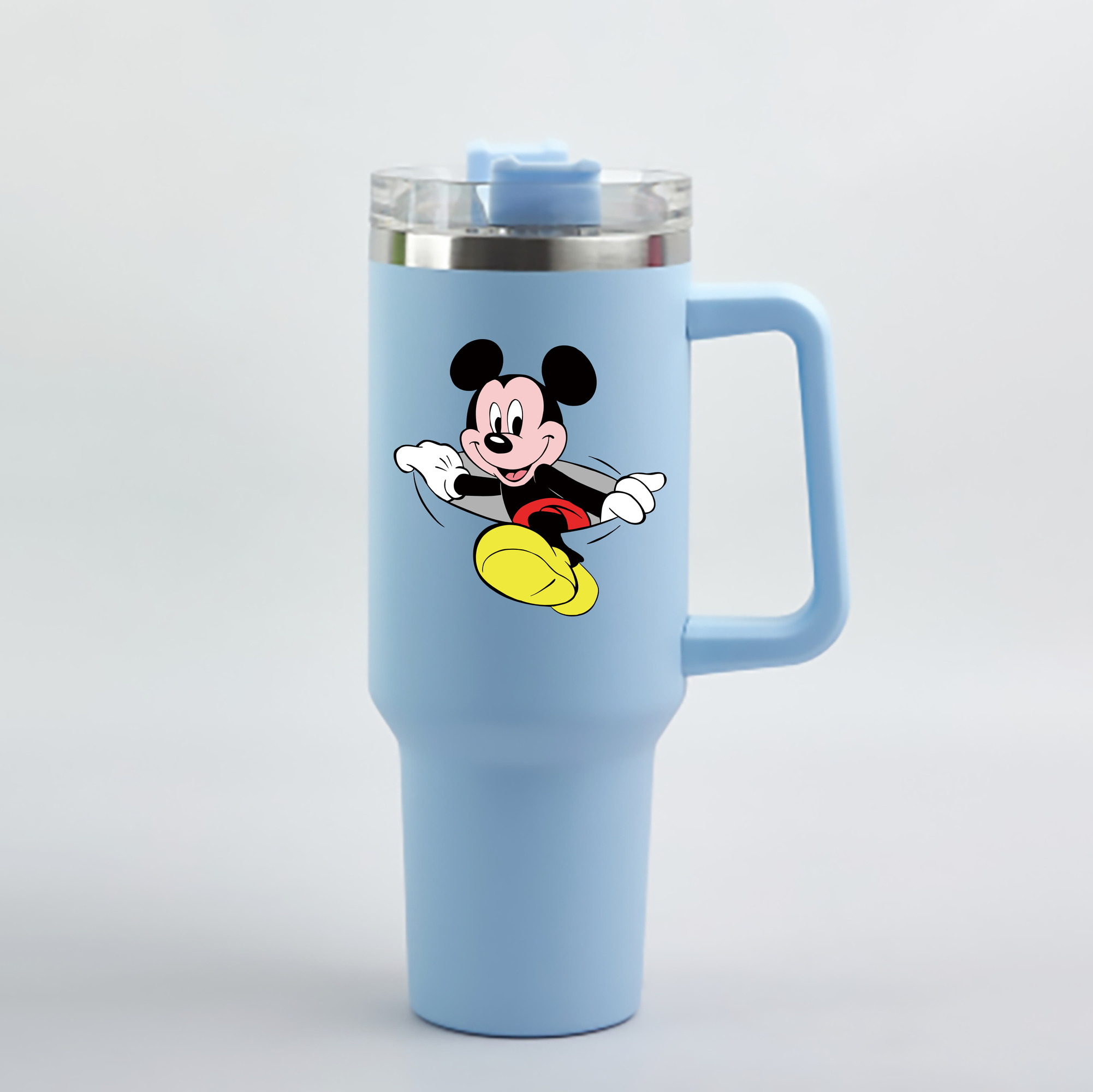 （画像用） ミッキーマウス Mickey Mouse 1200mL車用タンブラー - クリスタルステッカー（プラスチックストロー付き）