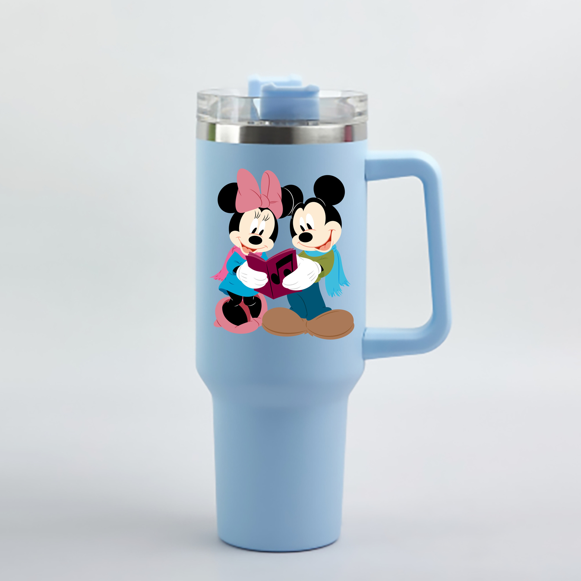 （画像用） ミッキーマウス Mickey Mouse 1200mL車用タンブラー - クリスタルステッカー（プラスチックストロー付き）