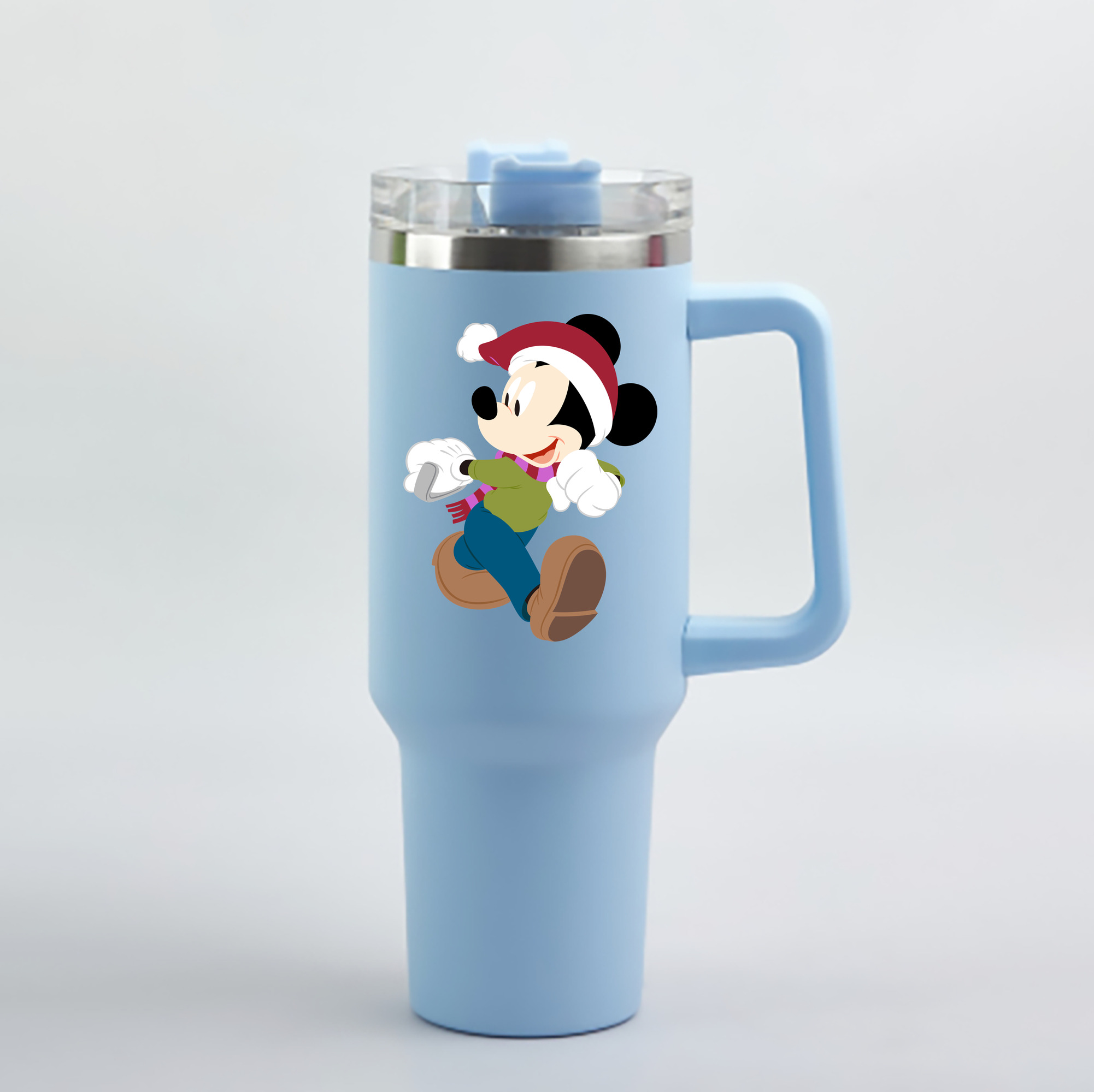 ミッキーマウス Mickey Mouse 1200mL車用タンブラー - クリスタルステッカー（プラスチックストロー付き）