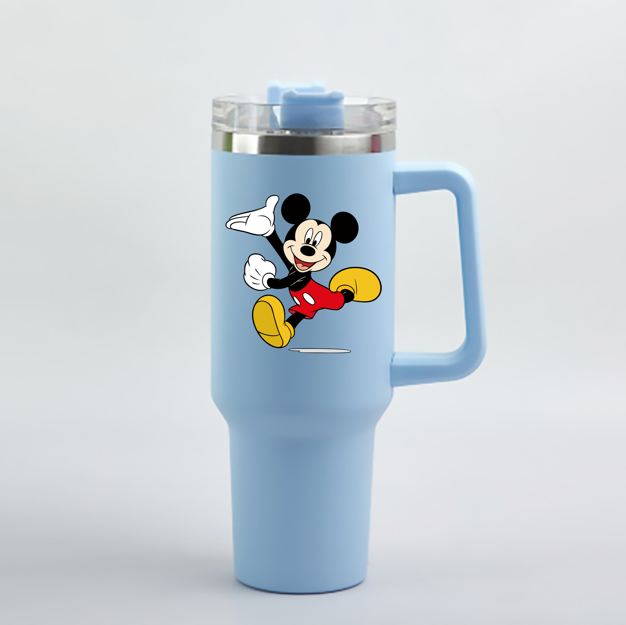 （画像用） ミッキーマウス Mickey Mouse 1200mL車用タンブラー - クリスタルステッカー（プラスチックストロー付き）