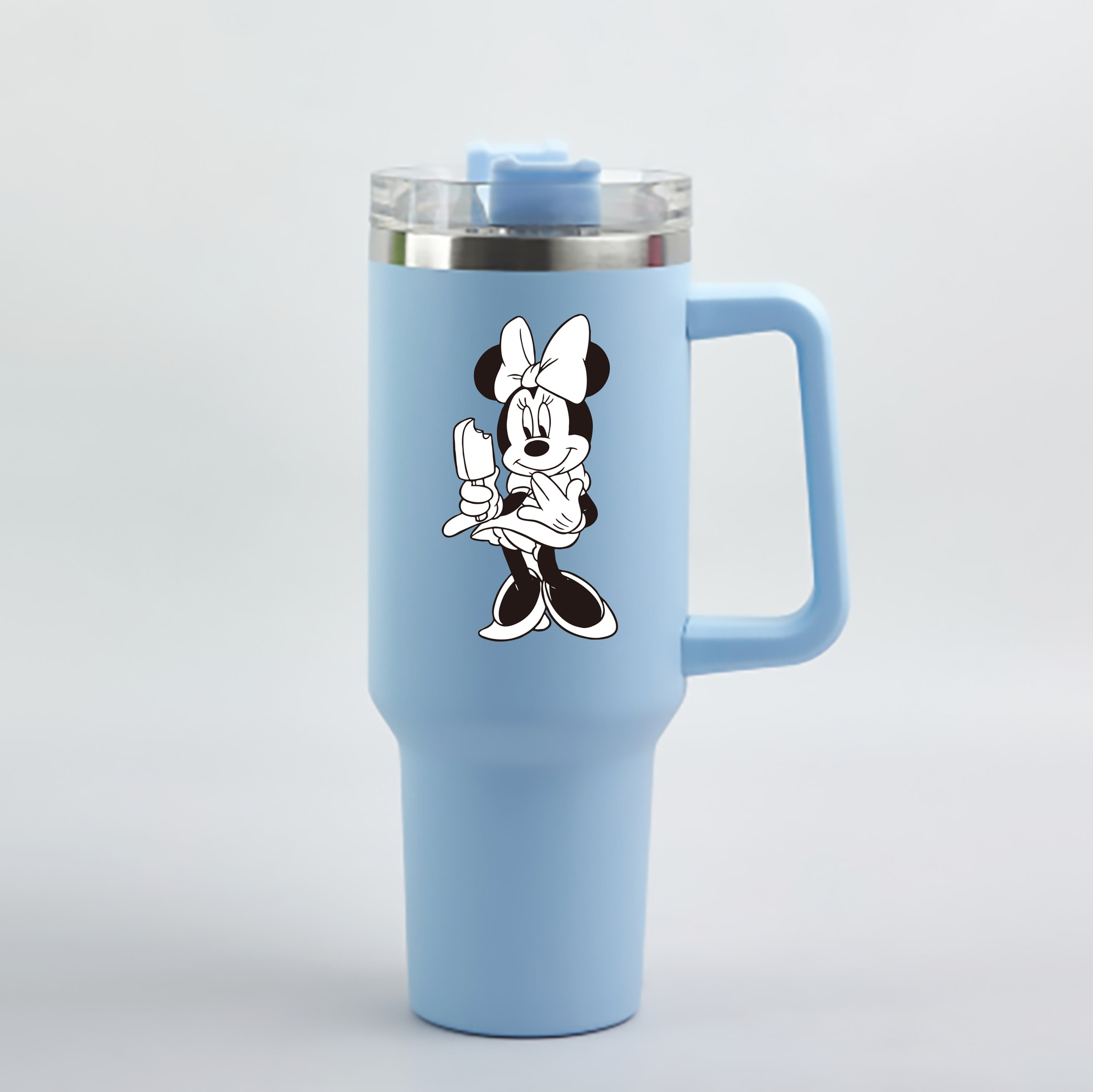 （画像用） ミッキーマウス Mickey Mouse 1200mL車用タンブラー - クリスタルステッカー（プラスチックストロー付き）