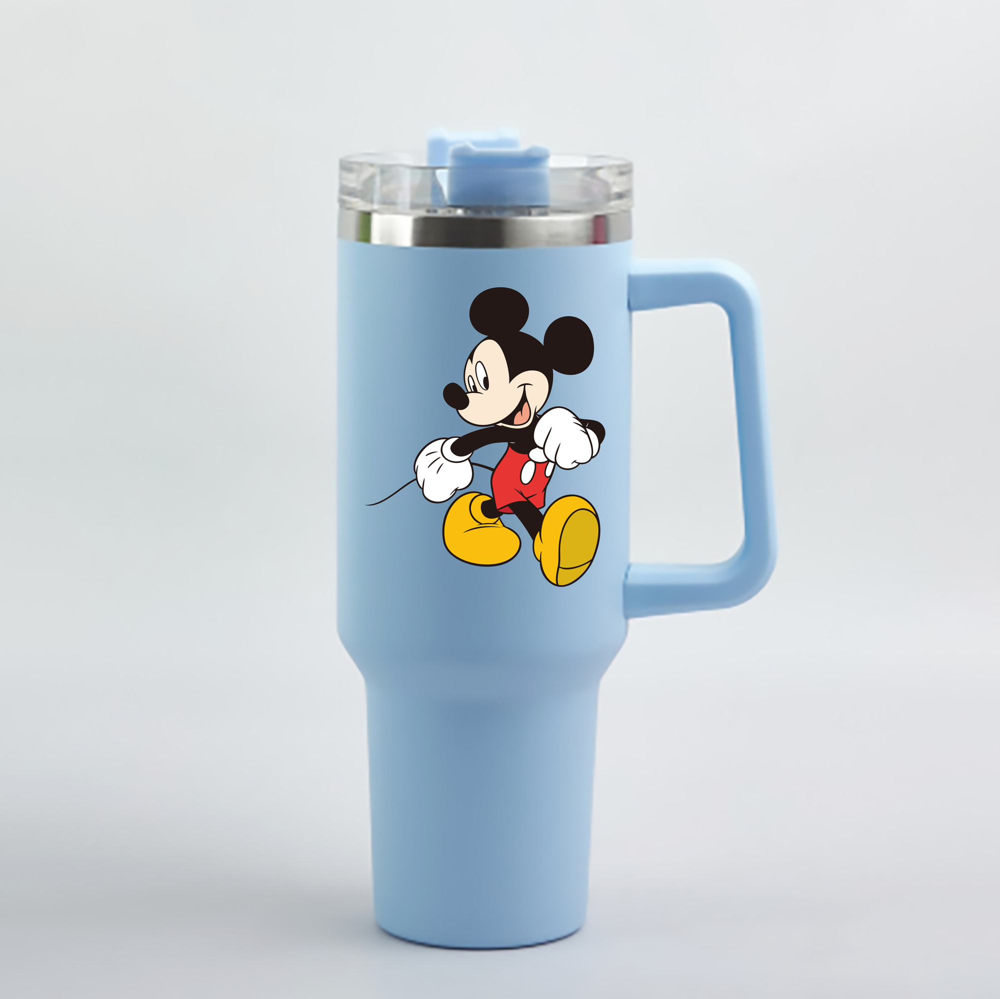 （画像用） ミッキーマウス Mickey Mouse 1200mL車用タンブラー - クリスタルステッカー（プラスチックストロー付き）