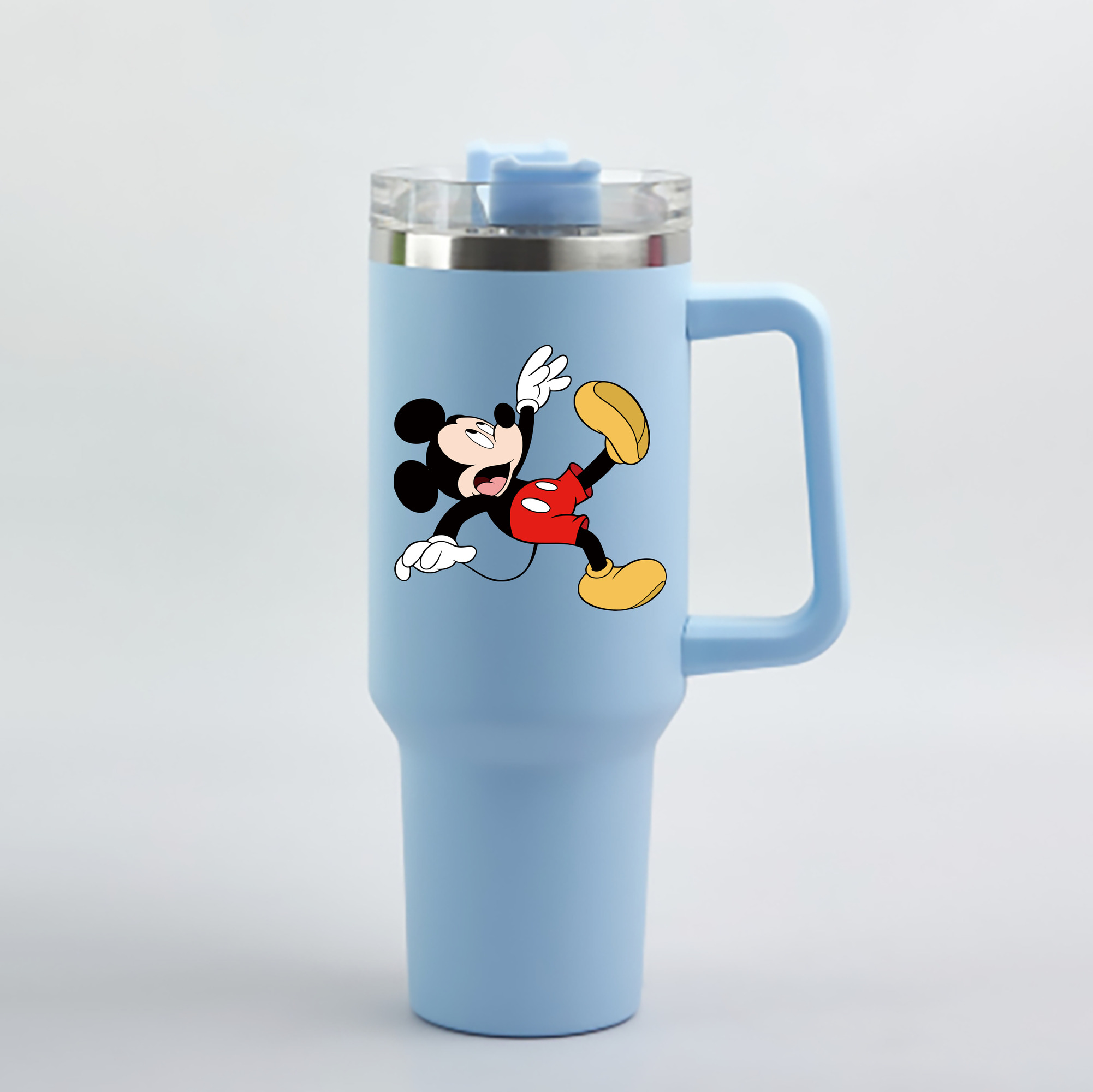（画像用） ミッキーマウス Mickey Mouse 1200mL車用タンブラー - クリスタルステッカー（プラスチックストロー付き）